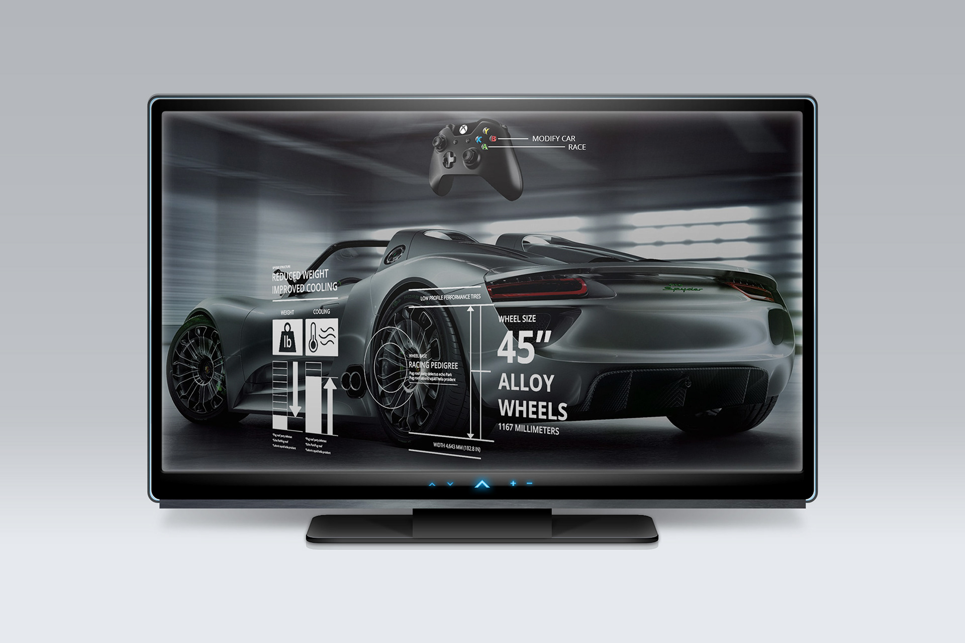 Xbox video game interface in a flat screen tv.