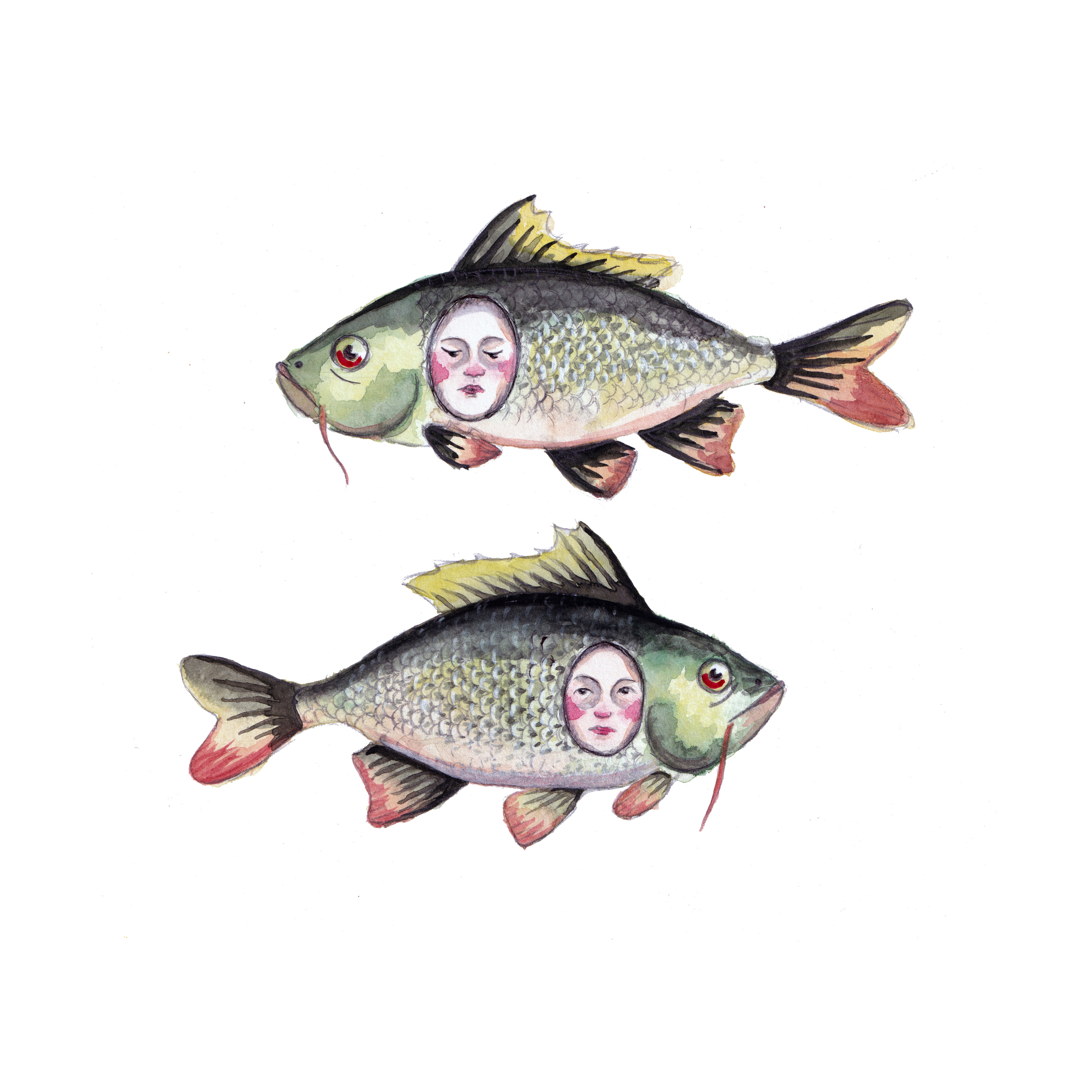 Casting Glances. Pencil, watercolor on paper. 