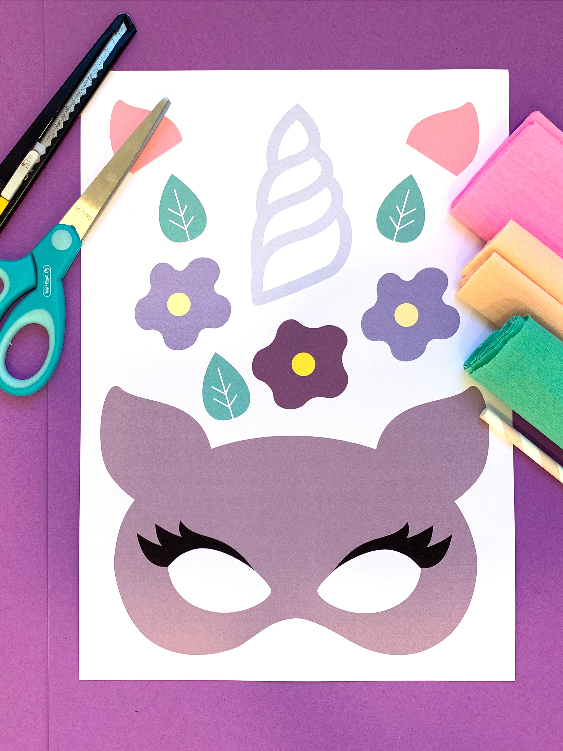 Grafikvorlage Einhorn-Maske
