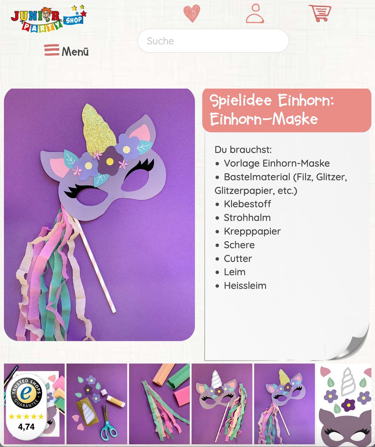 Spielanleitung Einhorn-Maske