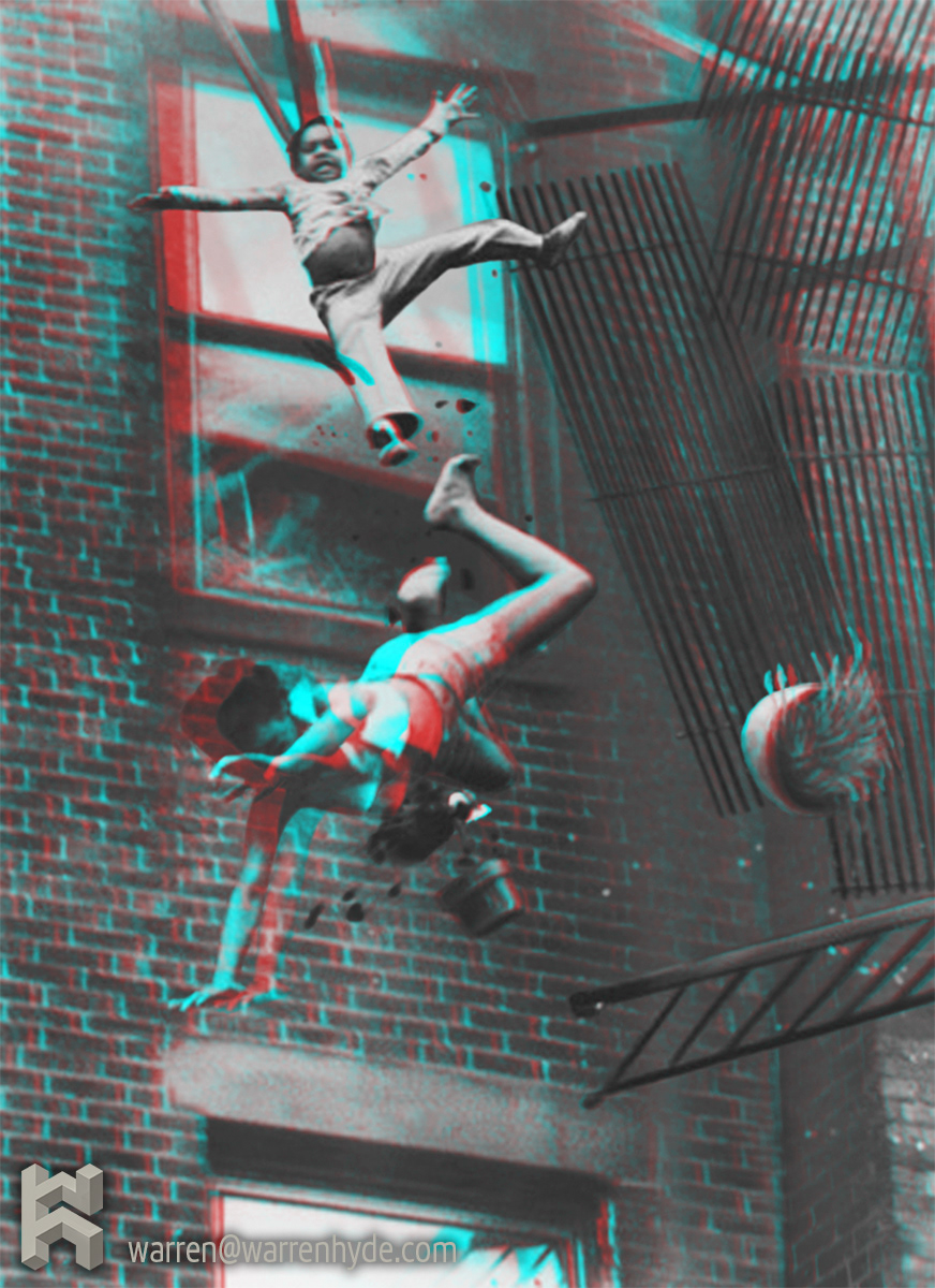 Fire on Marlborough St Anaglyph