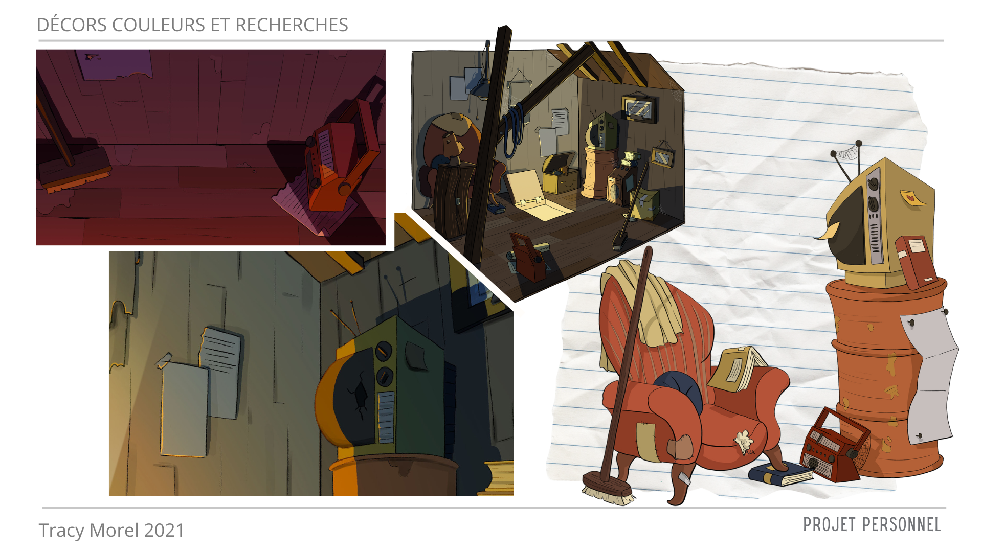  Décors couleurs et props pour un court métrage nommé "Shaddoll" réalisée seule de A à Z lors de mes études à l'ECV Paris.