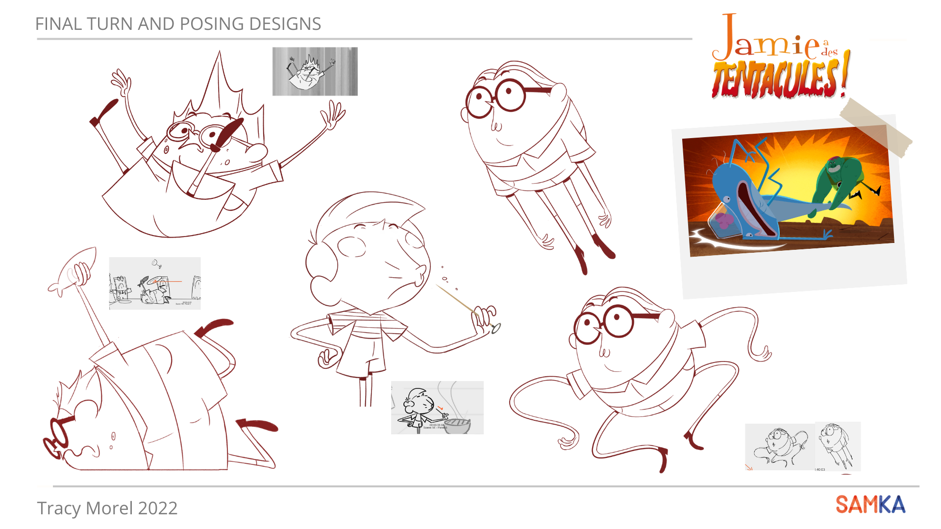 Posings des personnages principaux de "Jamie à des tentacules" saison 3