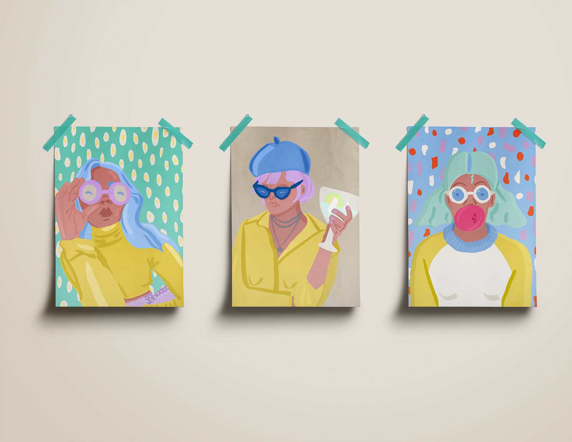 three girls wall