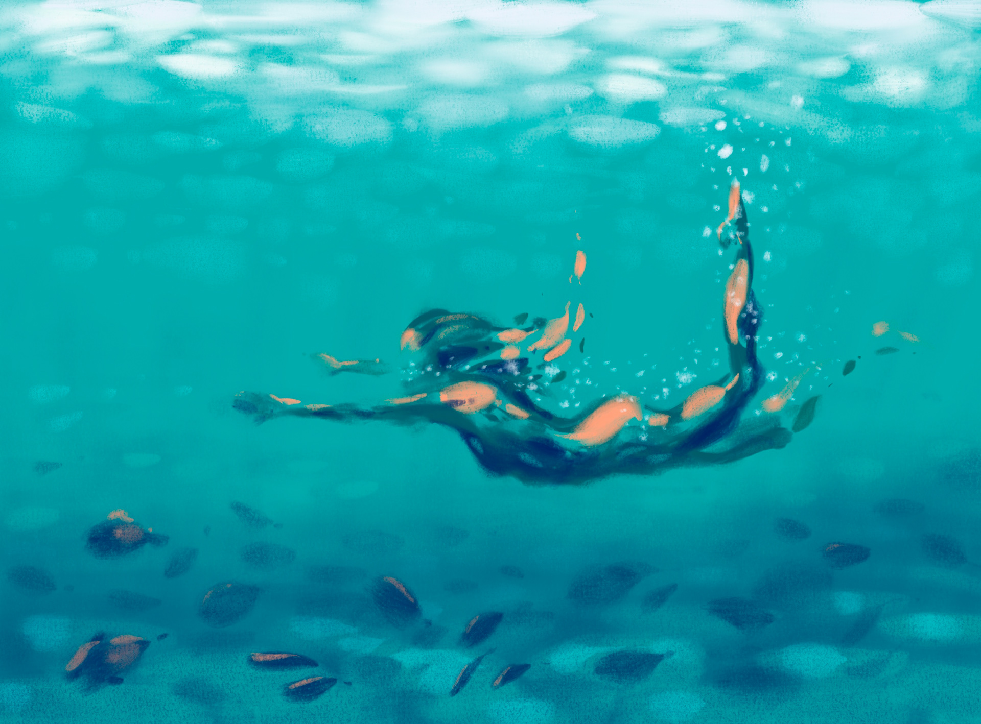 Swimming with the fish in Lana’i, Hawaii. June 2021.