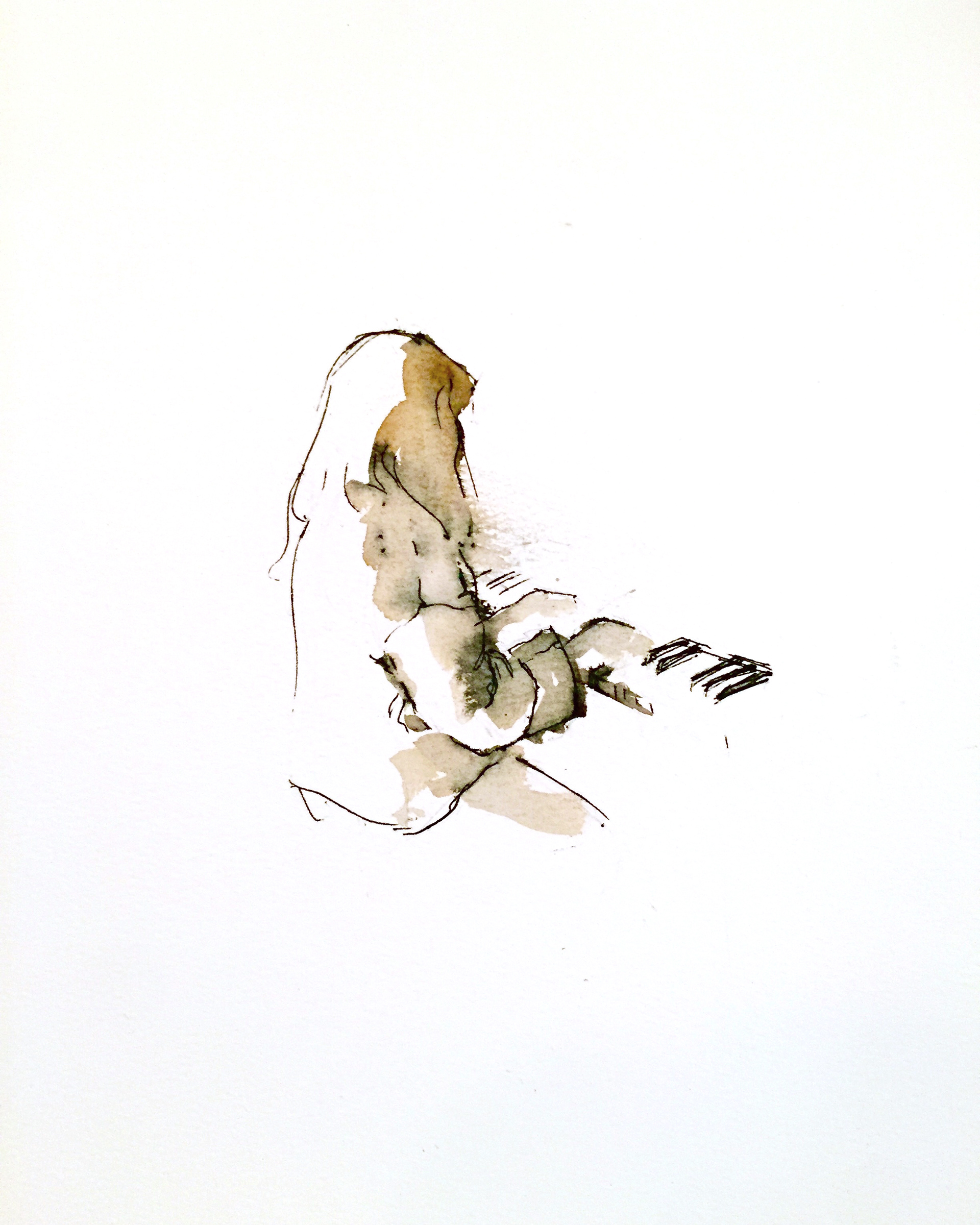 Playing. Watercolor & ballpoint pen, January 2021.