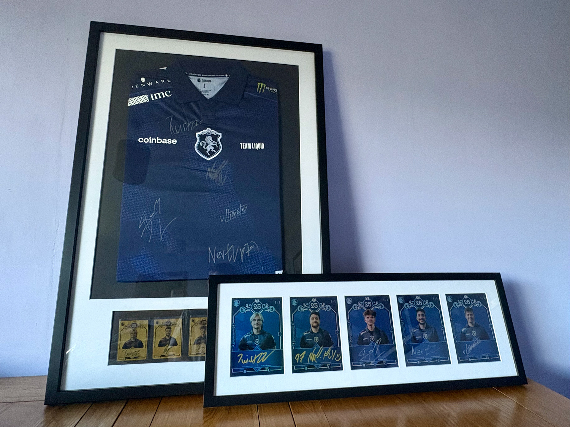 Signed Jumbo Cards & Jersey Framed