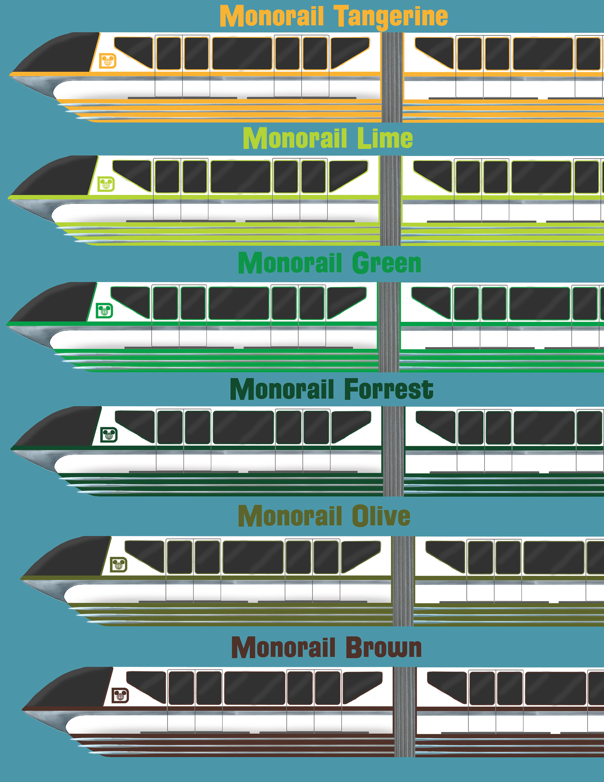 The Different Monorail Colors