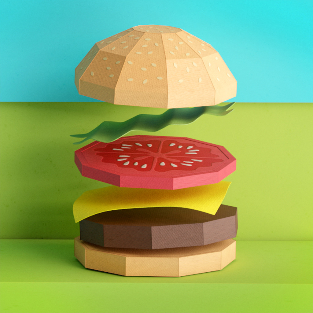hamburger open summer paper render