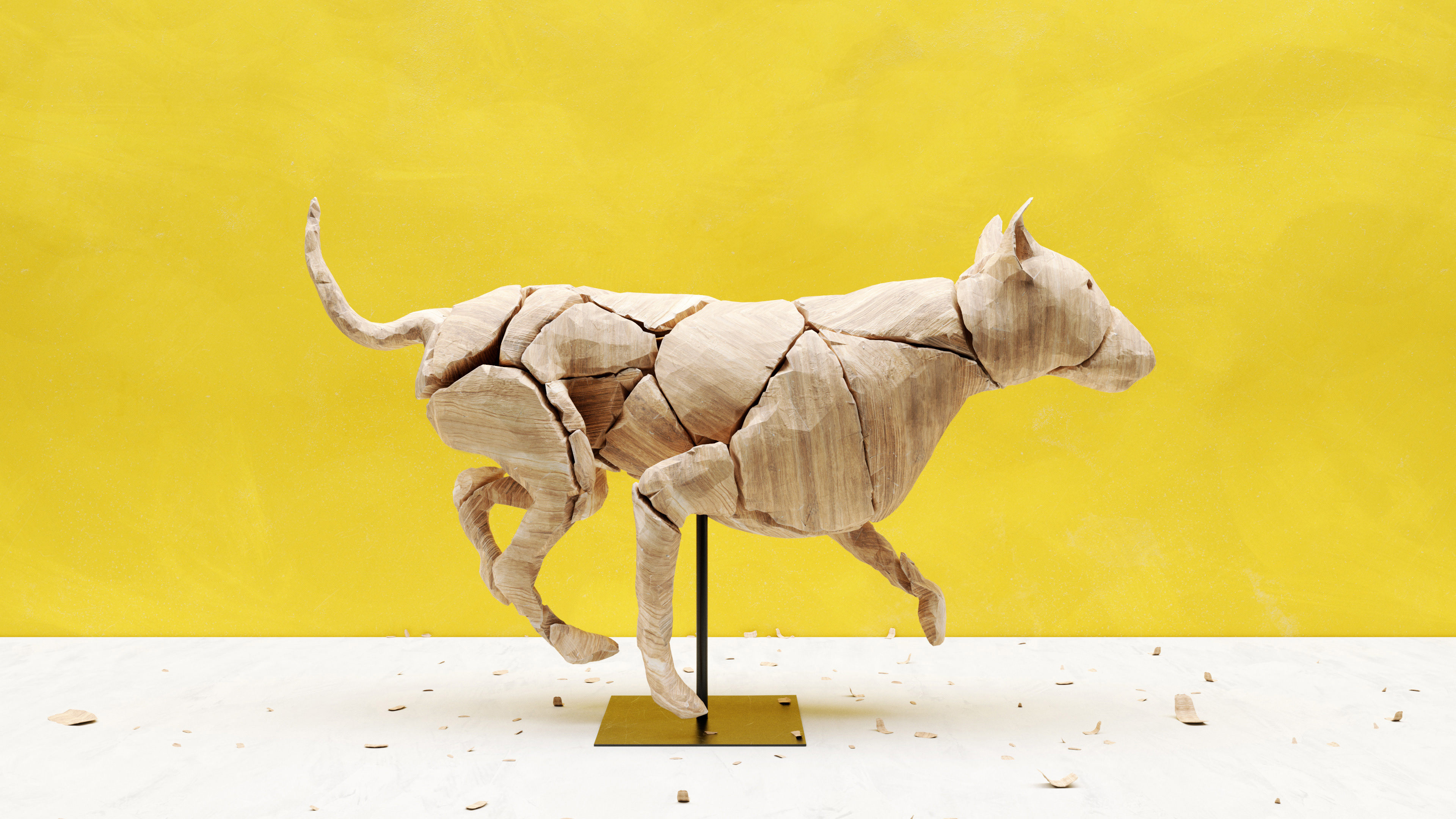 dog 3d render maya vray wood sculpture