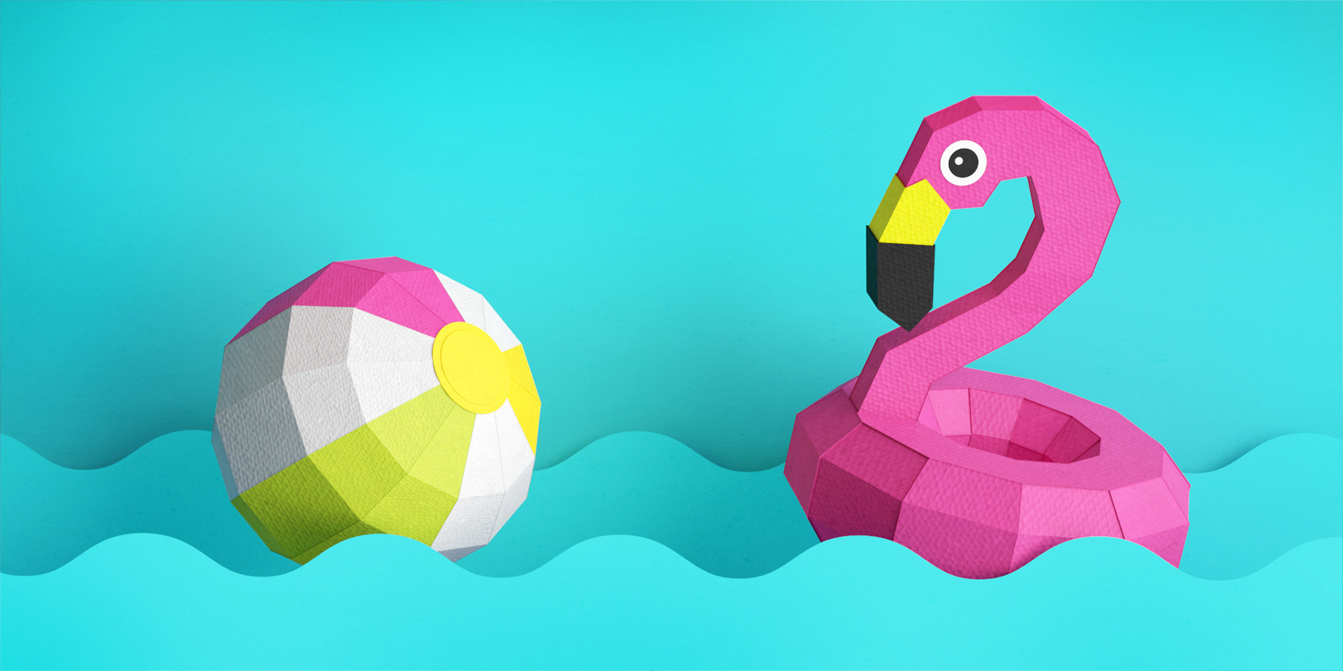 beachball waves flamingo summer