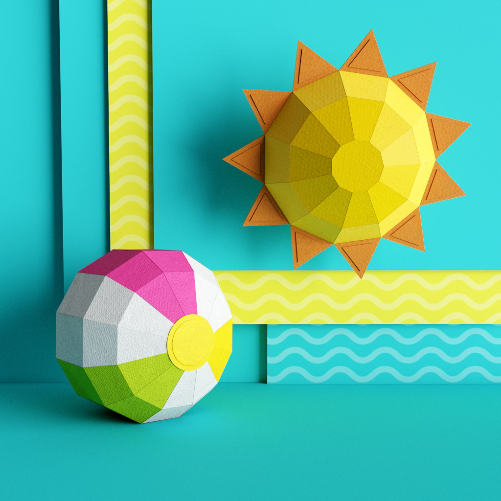 beachball sun summer paper 