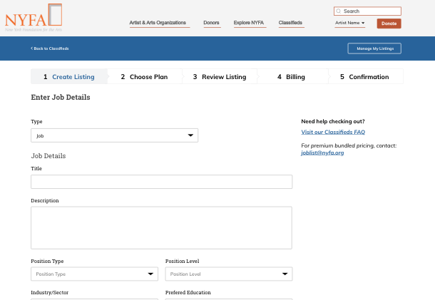Job post form