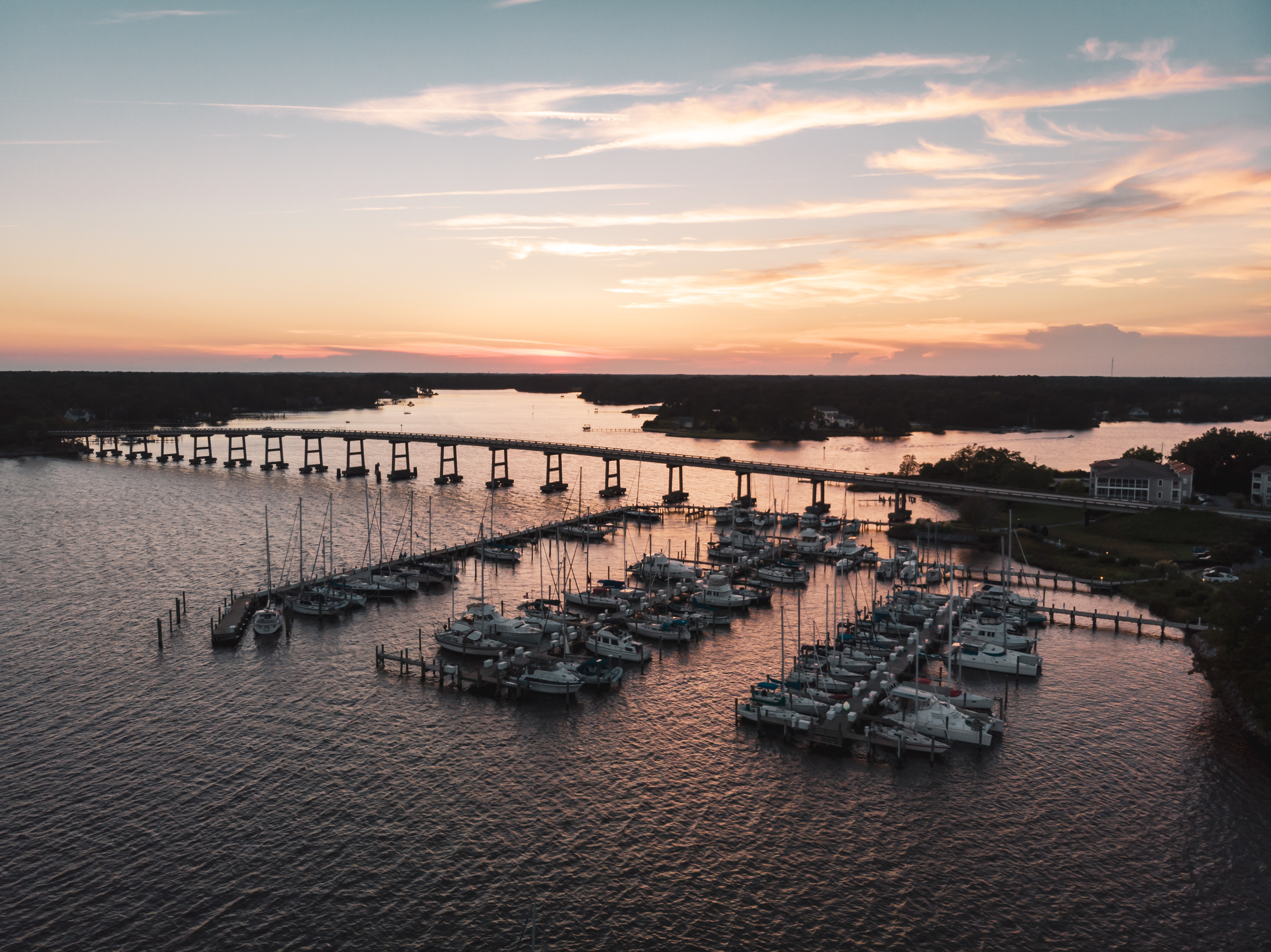 Sunset over Oriental from the Sky