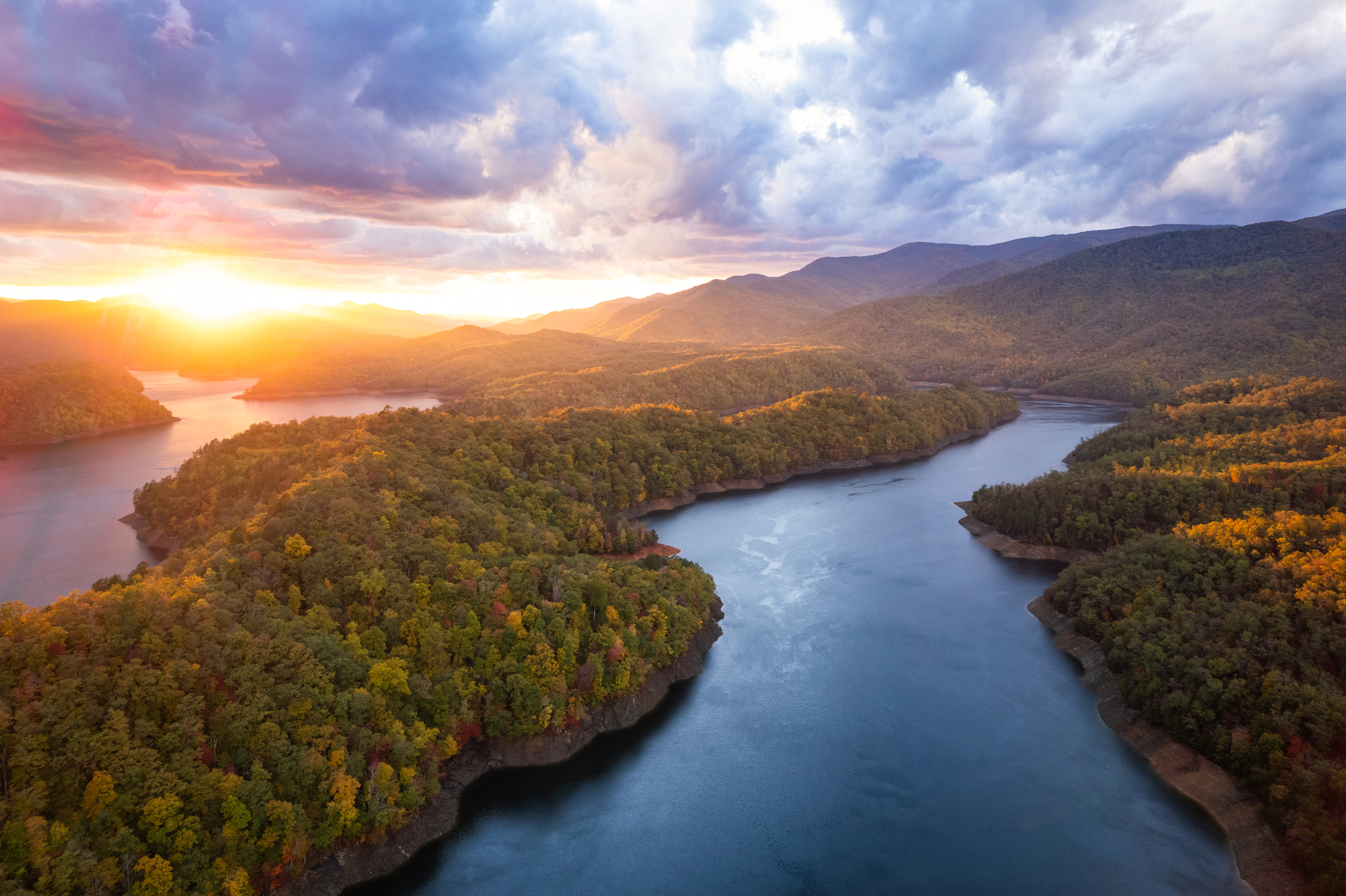 Sunset over Fontana Lake, Swain Co.