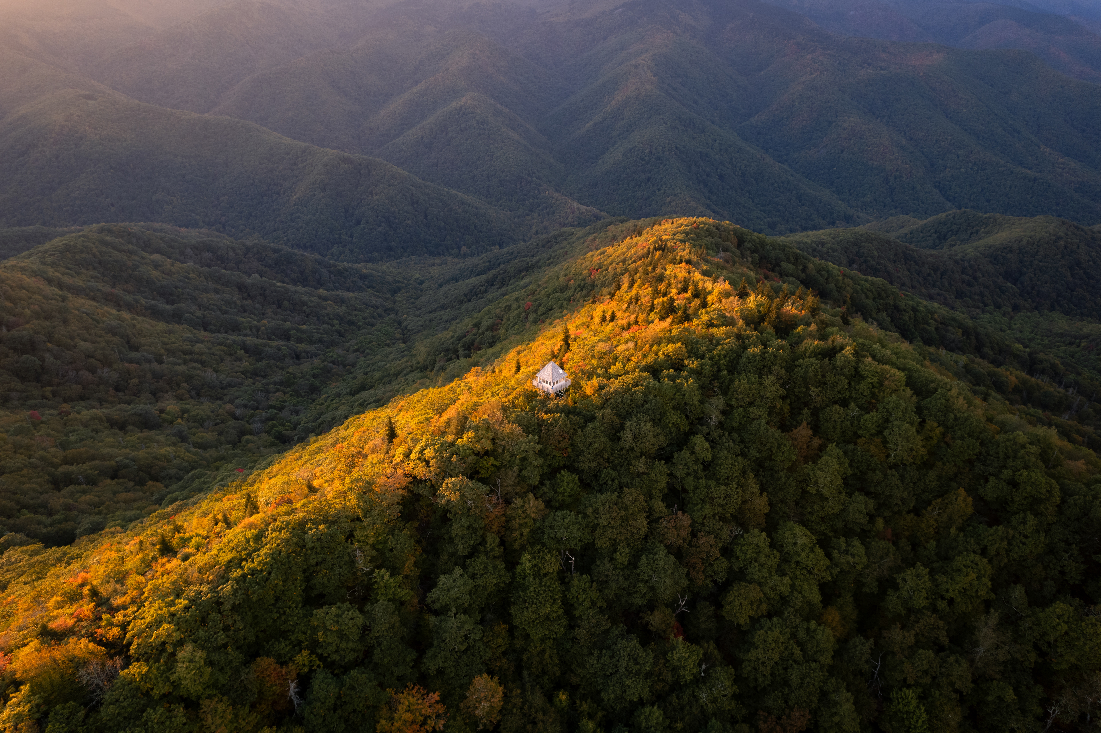 Sunset at Green Knob Lookout Tower, Yancey Co.