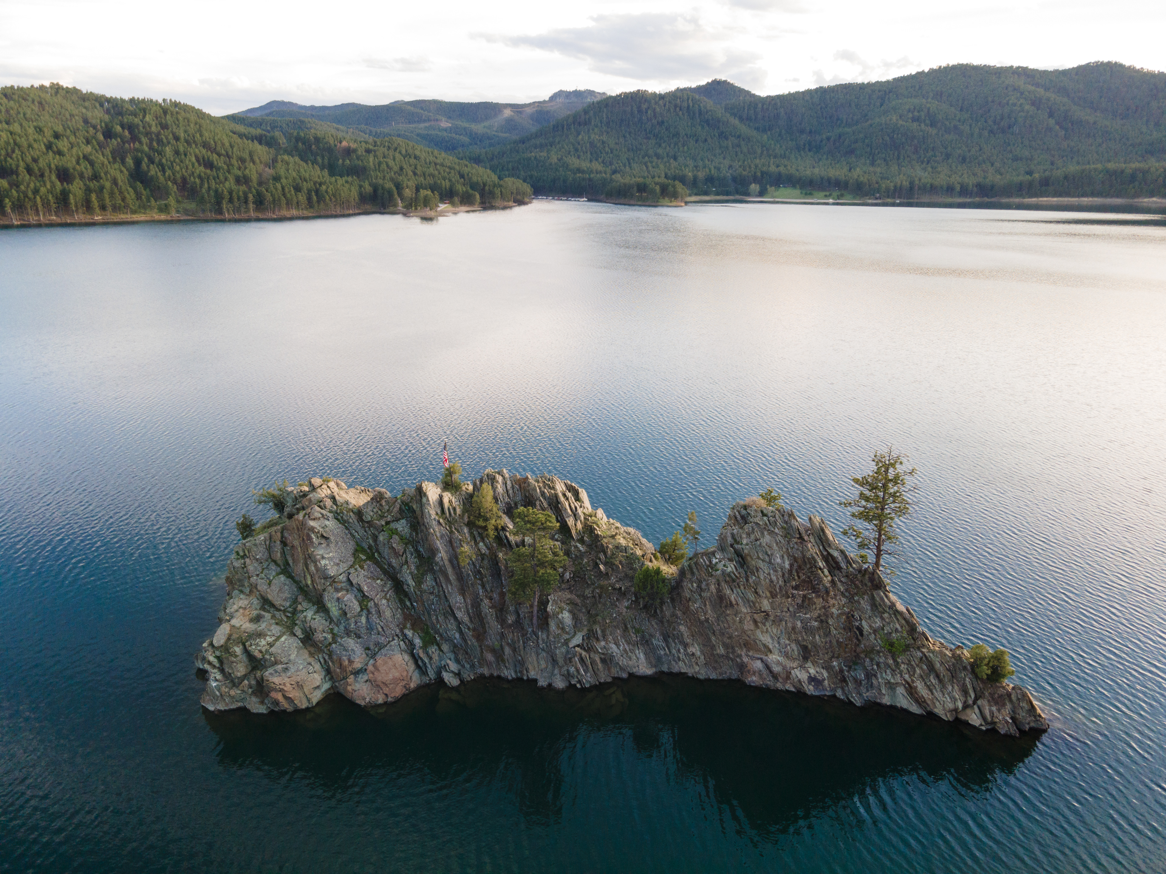 Island on Pactola Lake in the Black Hills, SD