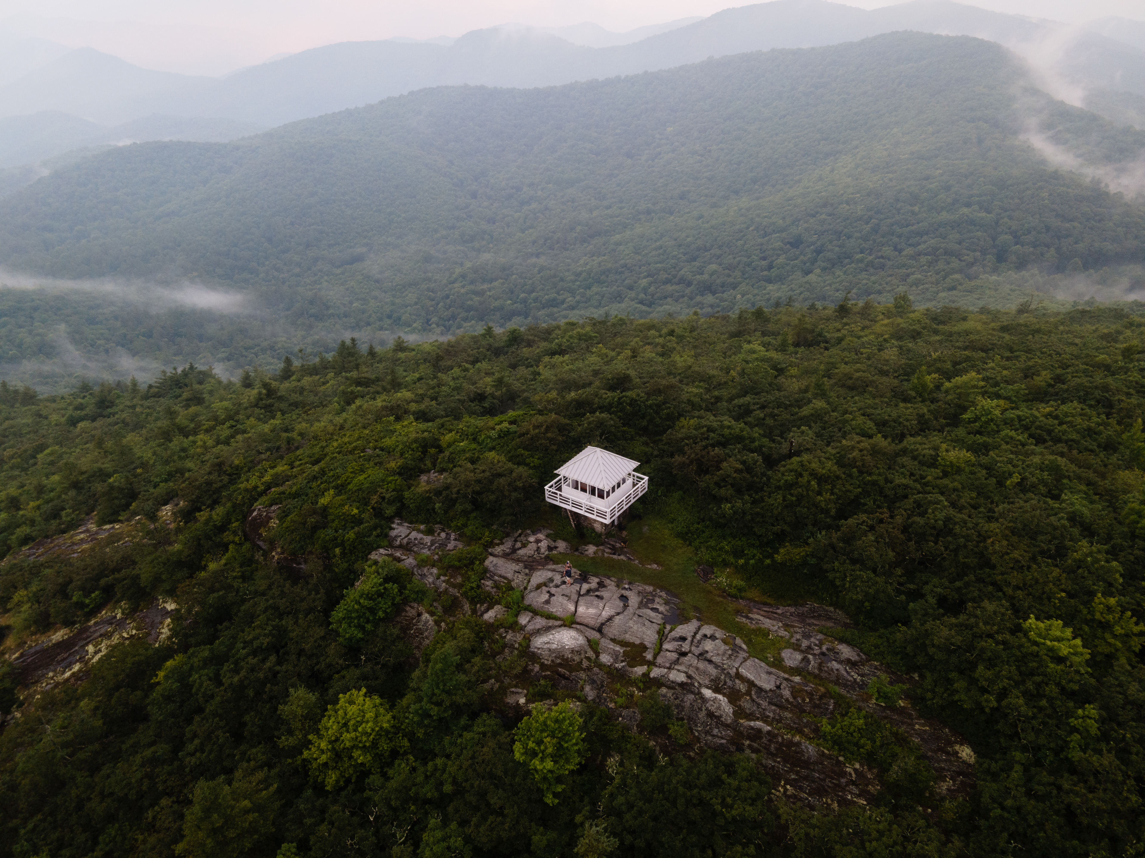 Foggy Evening at Yellow Mountain Fire Tower, Macon Co.