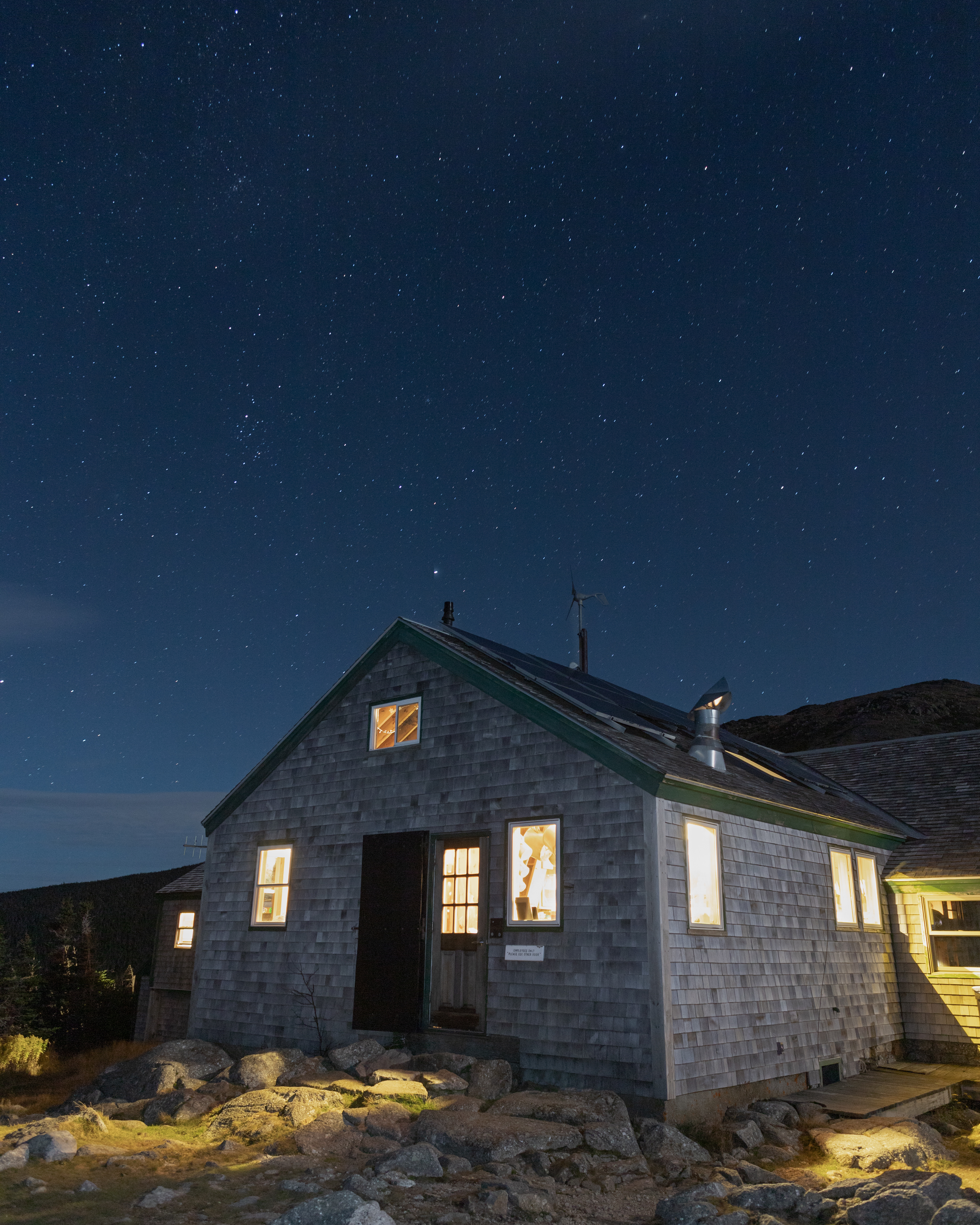 Stars over the Greenleaf Hut on Mt. Lafayette in the White Mountains, NH