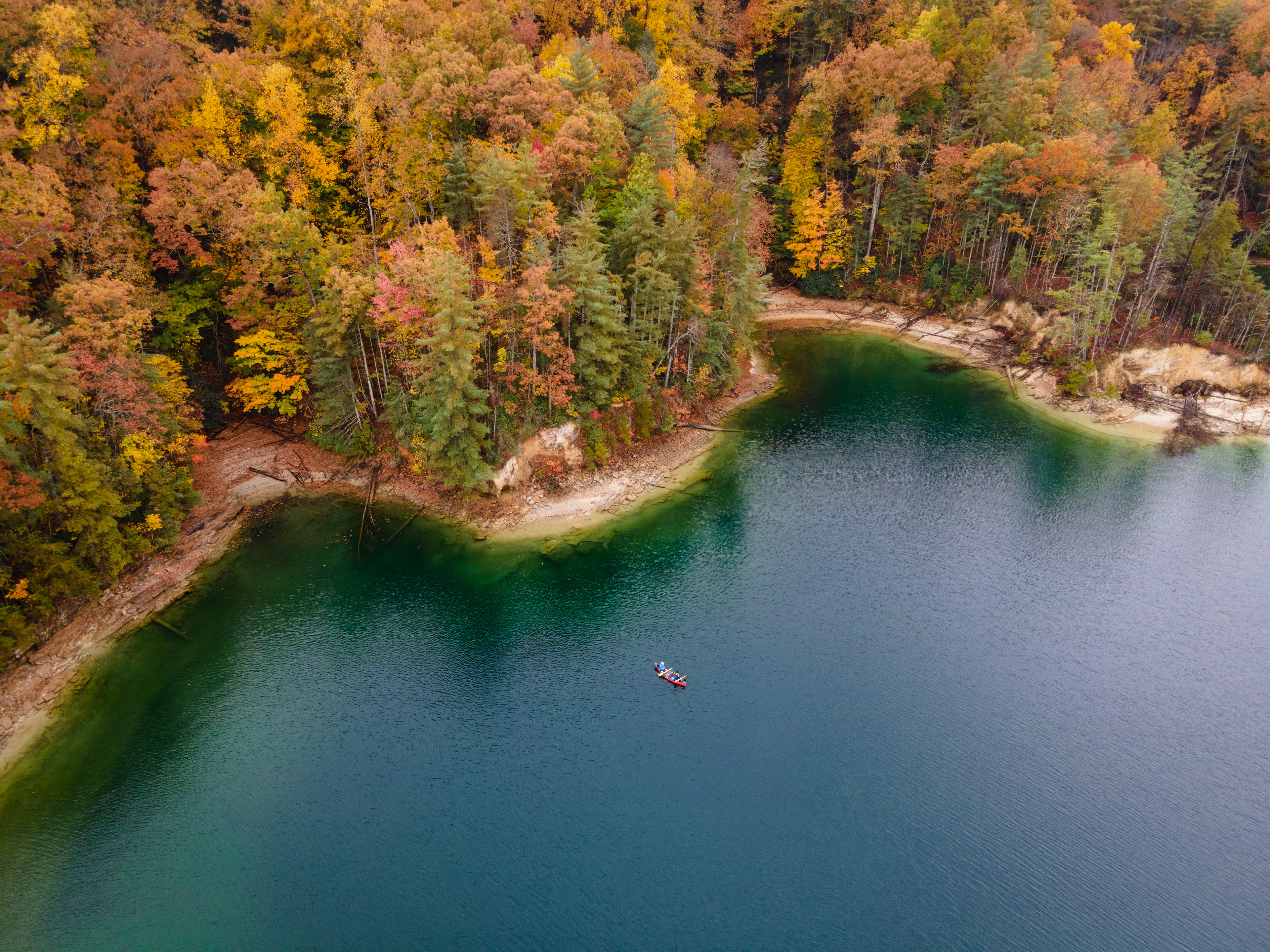 Canoeing in the Fall on Lake Jocassee, SC