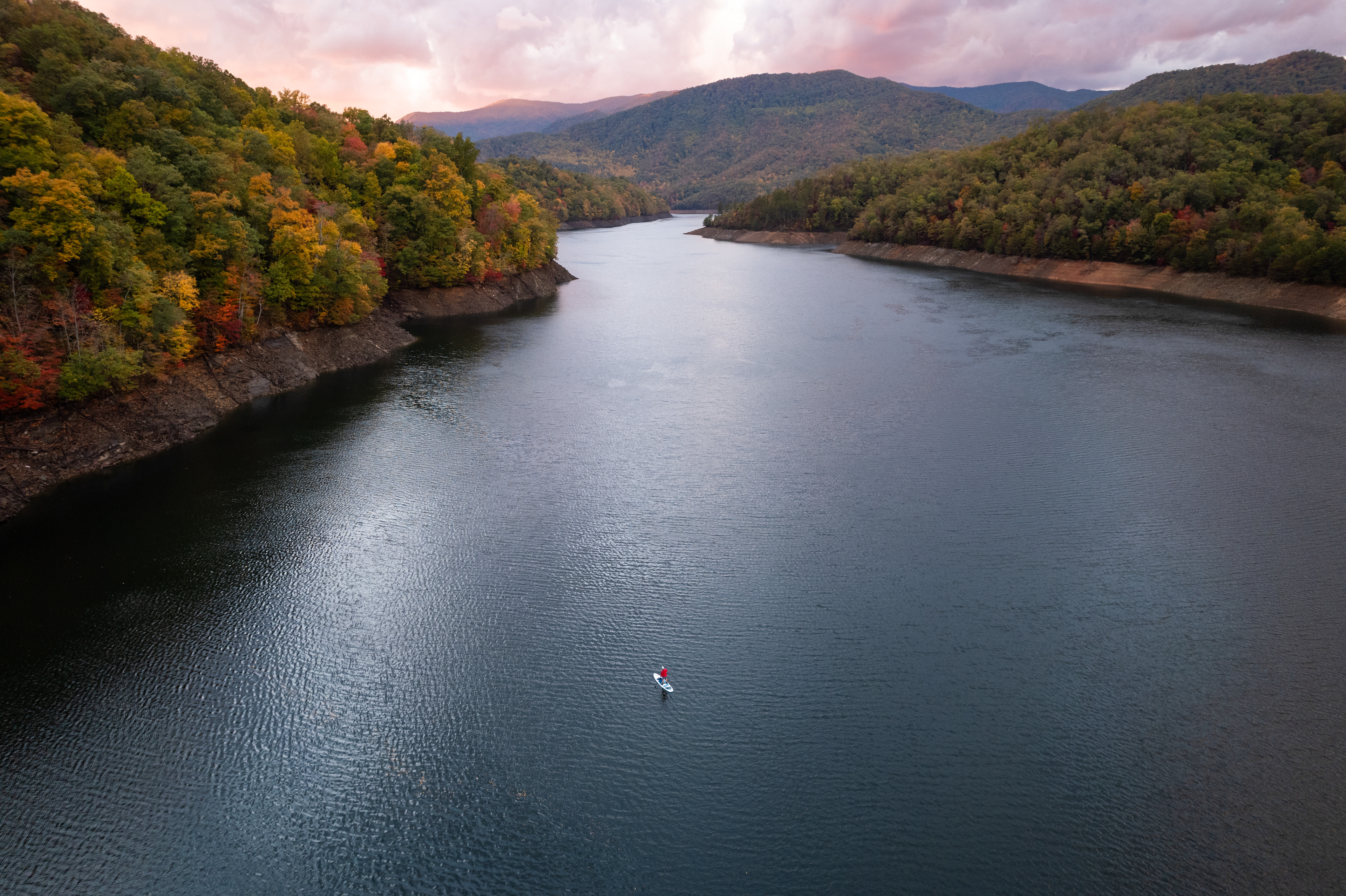 Paddling on Fontana Lake in the Fall, Swain Co.