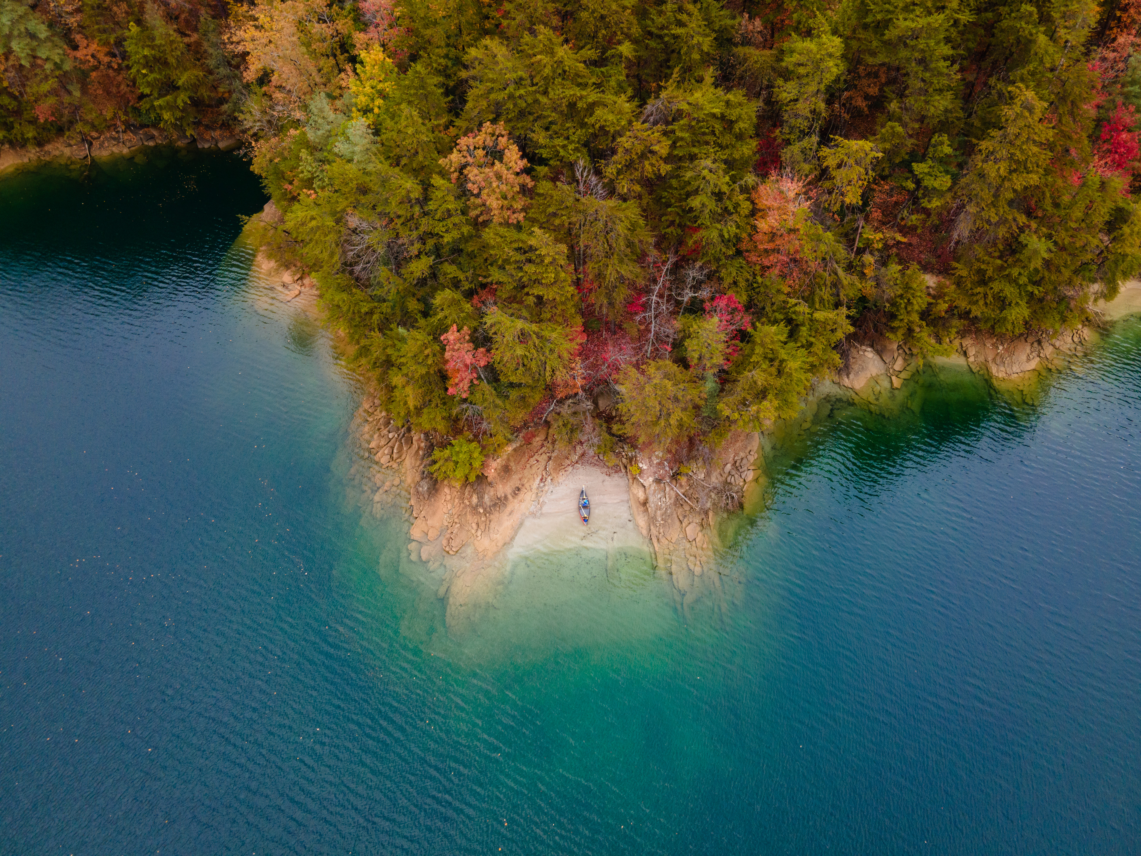 Canoeing in the Fall on Lake Jocassee, SC