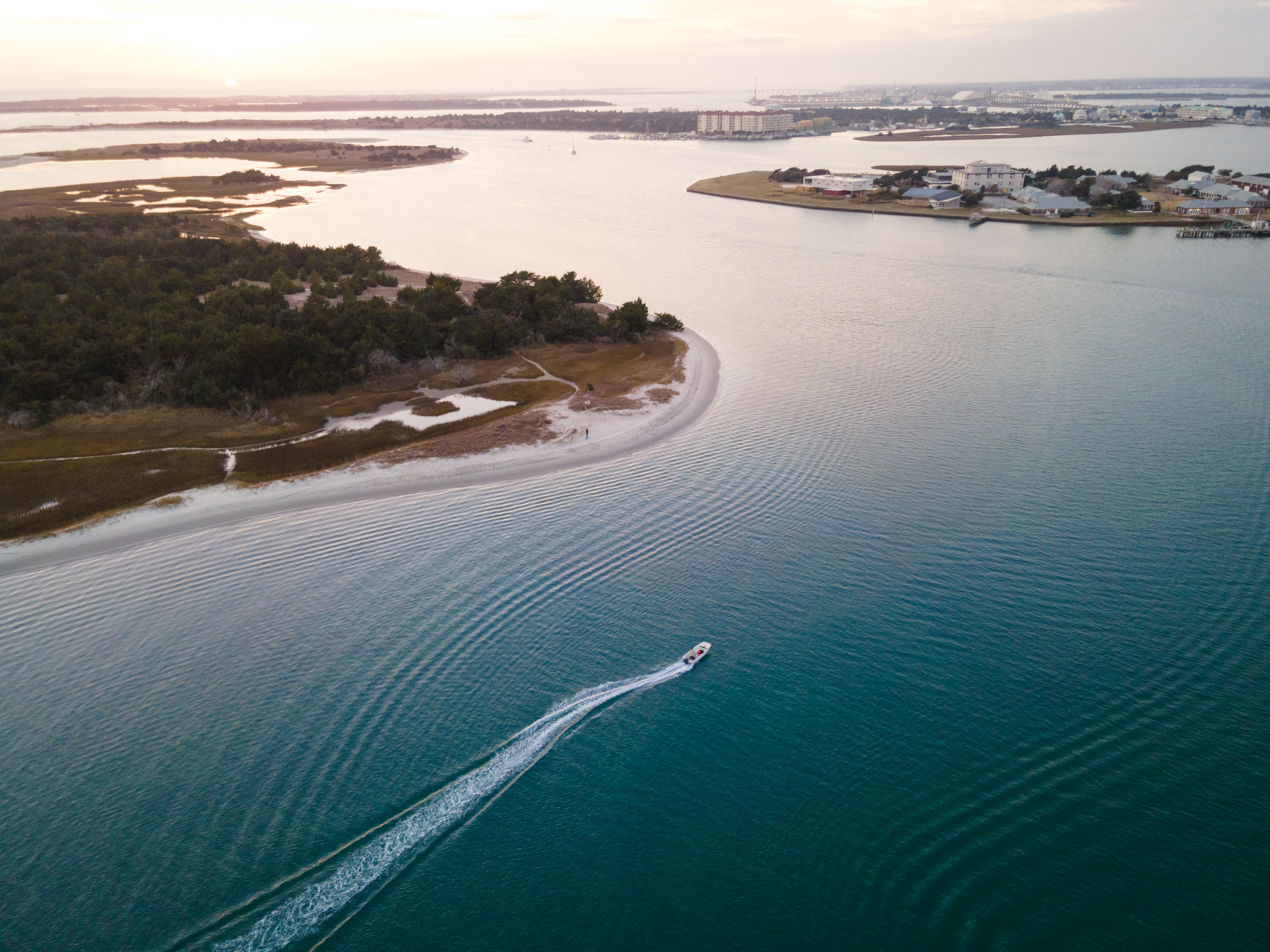 Boating in Beaufort at Sunset