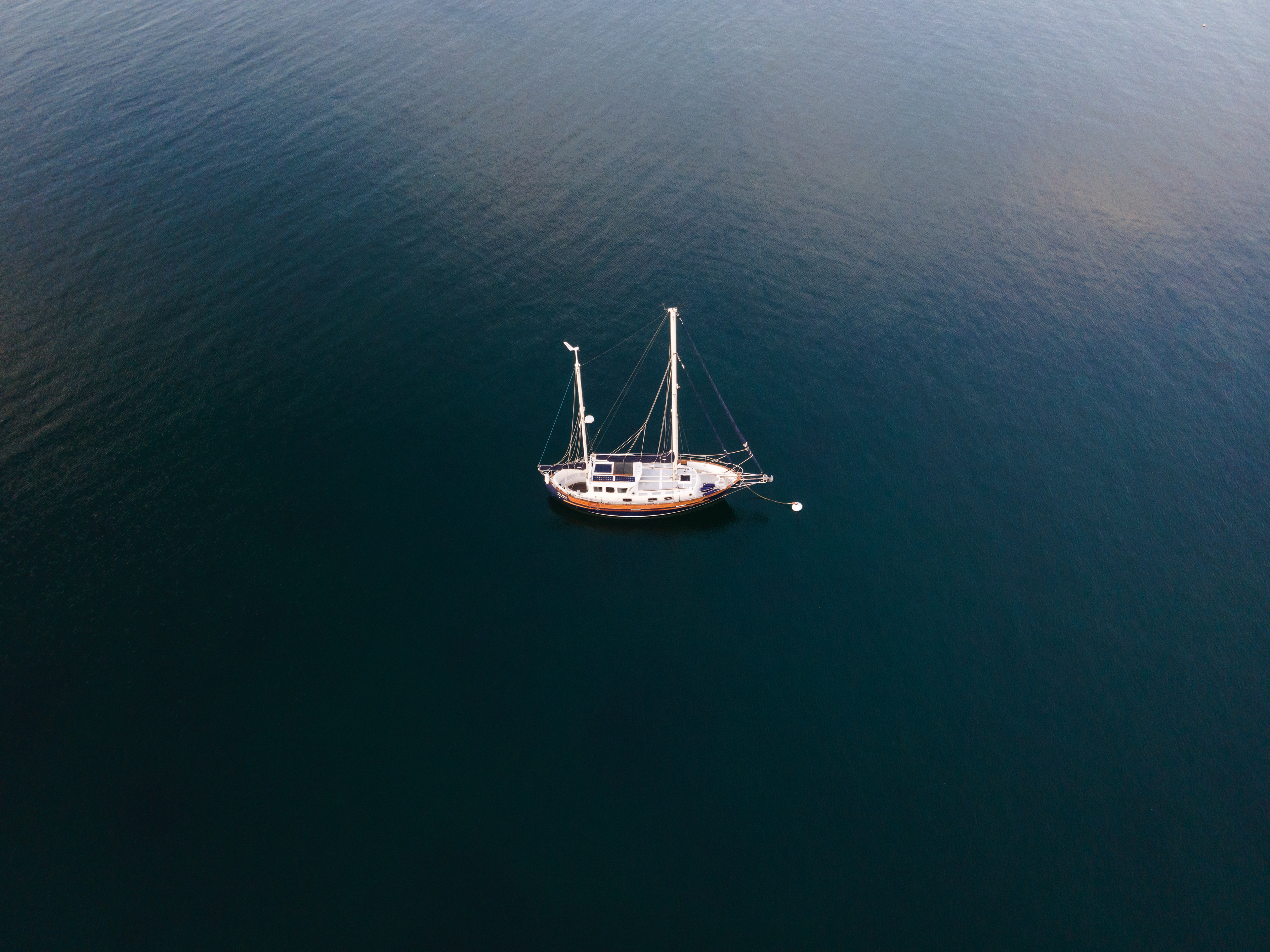 Sailboat Moored in Harbor at Mound Desert Island