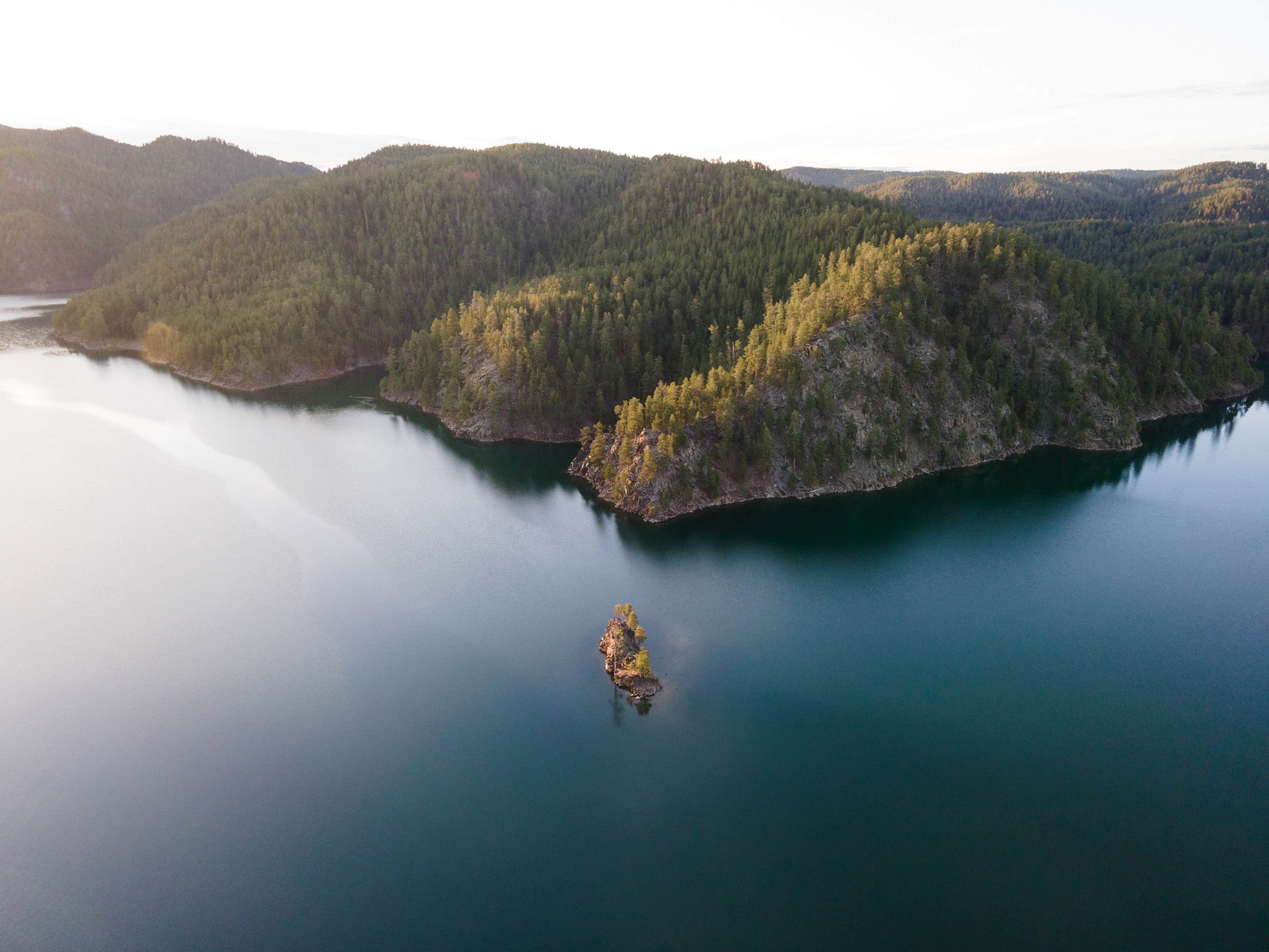 Island on Pactola Lake in the Black Hills, SD