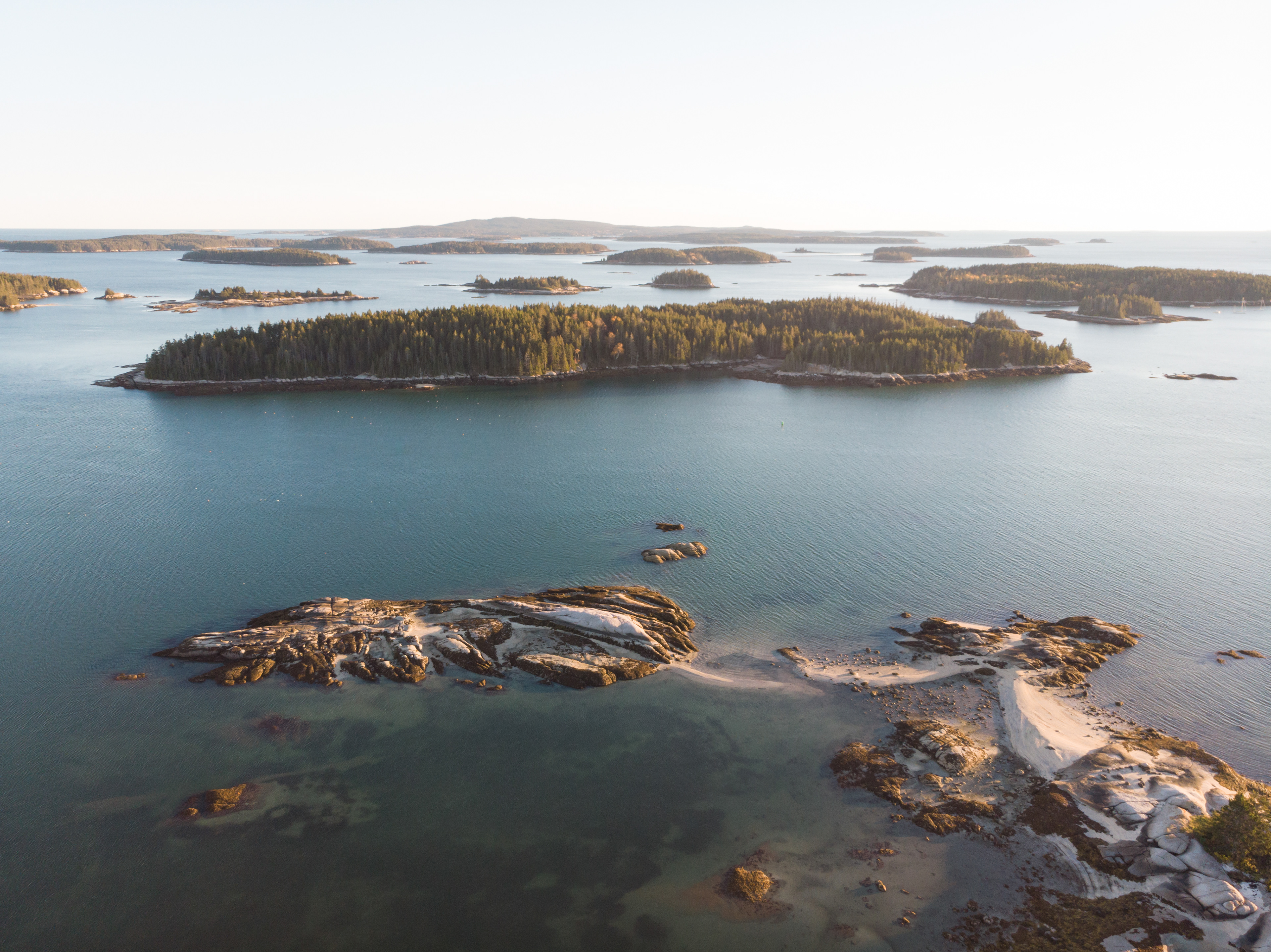 Flying over Stonington Harbor, Deer Isle