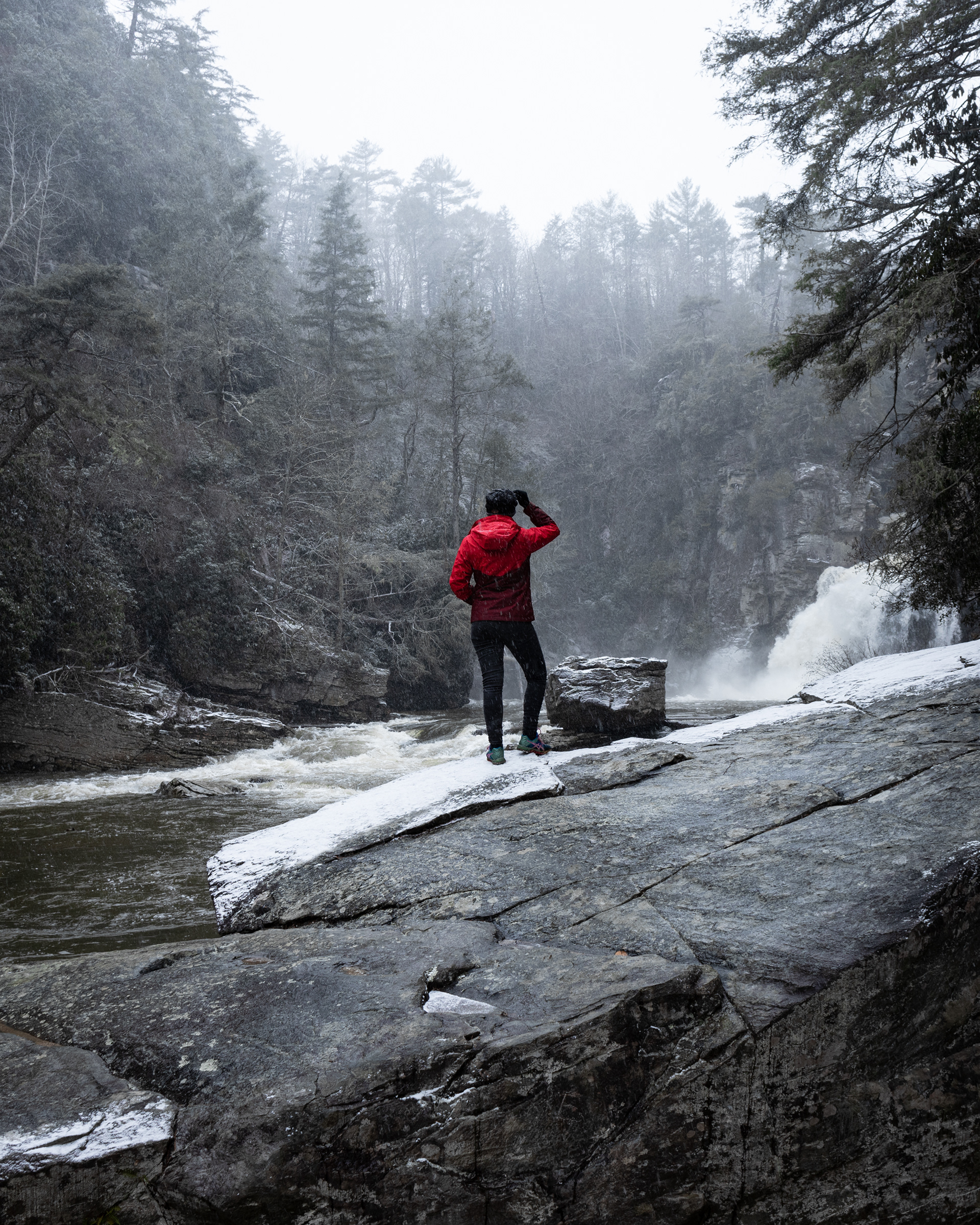 Snow at Linville Falls, Burke Co.