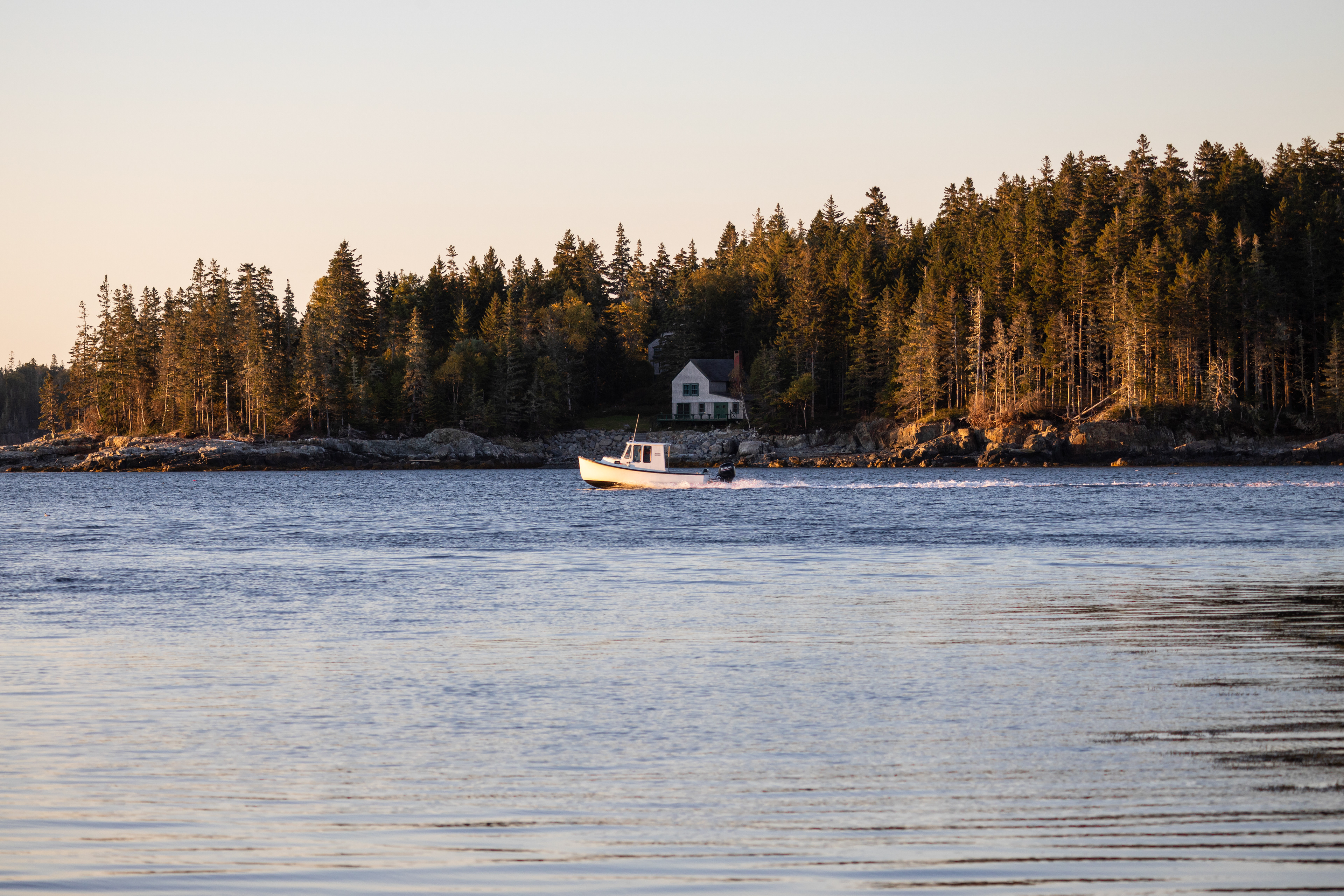 Fishing Boat Heading out at Sunrise off Mount Desert Island