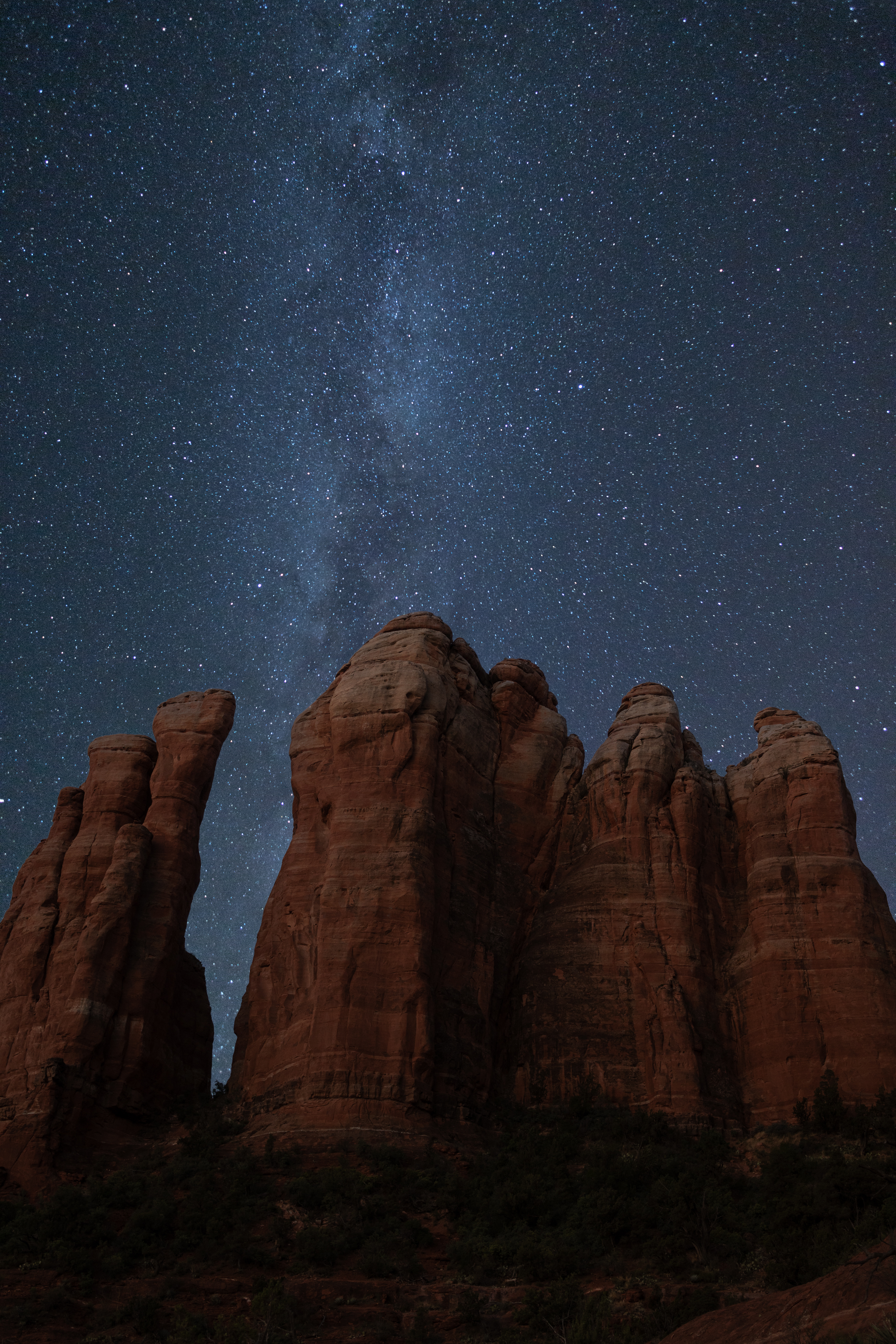 Starry Night Sky over Cathedral Rock in Sedona, AZ