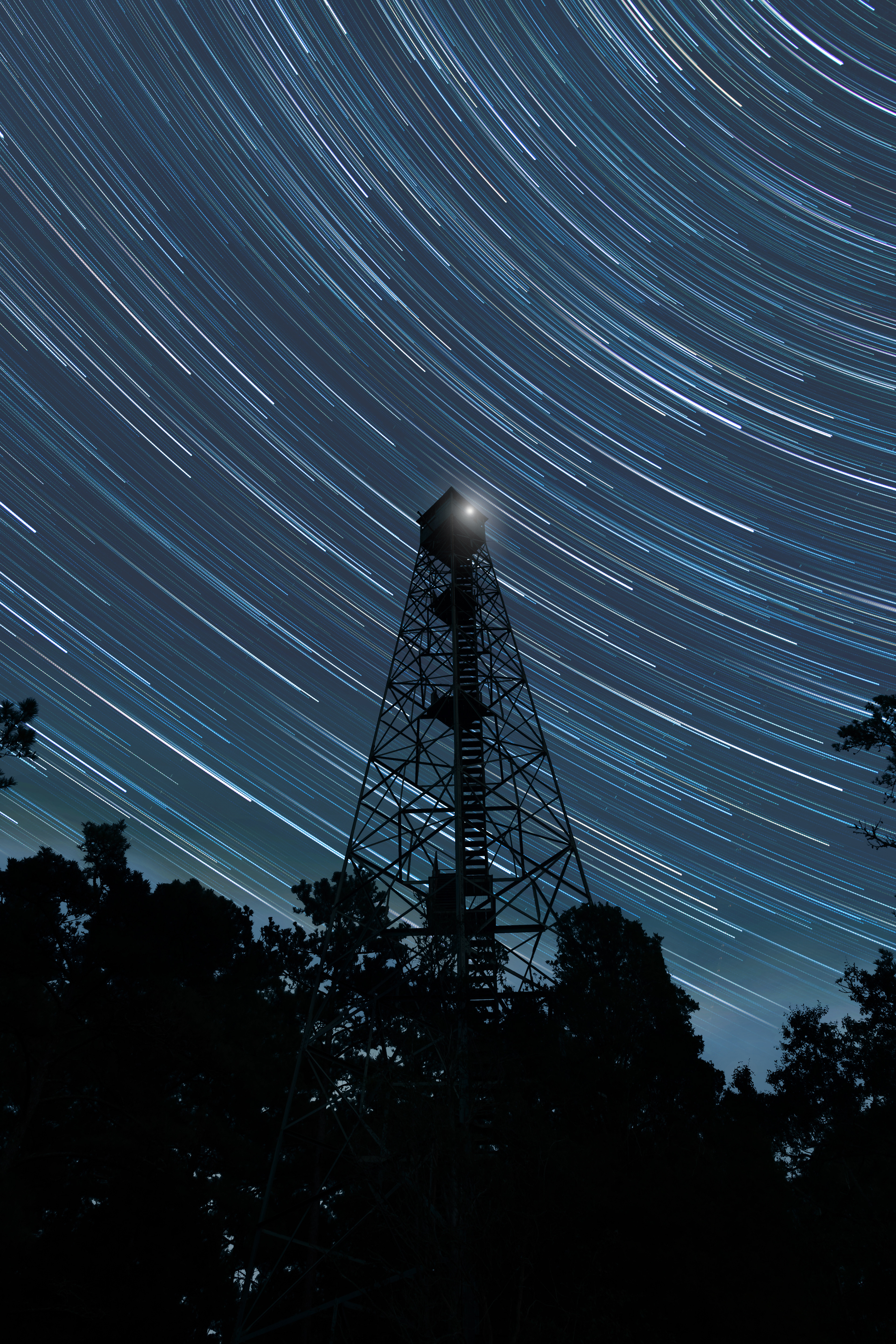 Star Trails over a Fire Tower