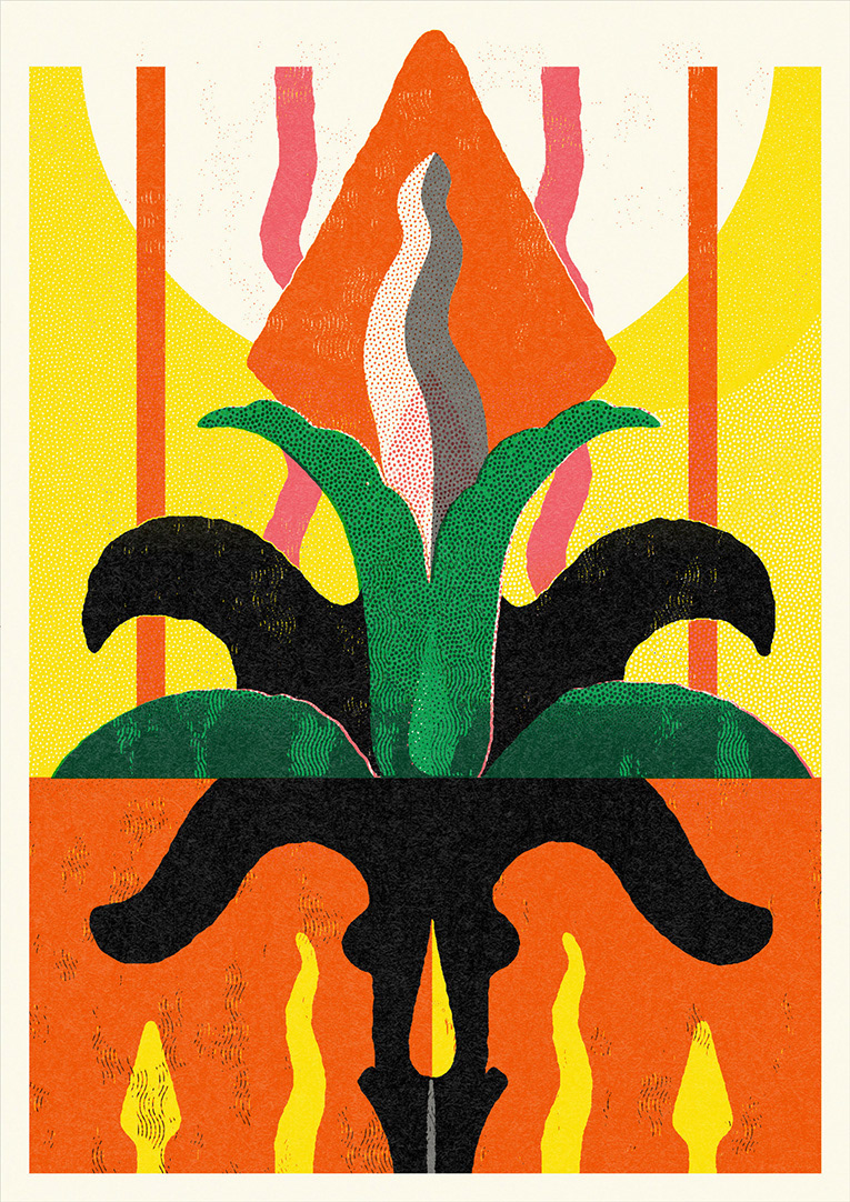 "Day Heat"  4-colour Risograph print
