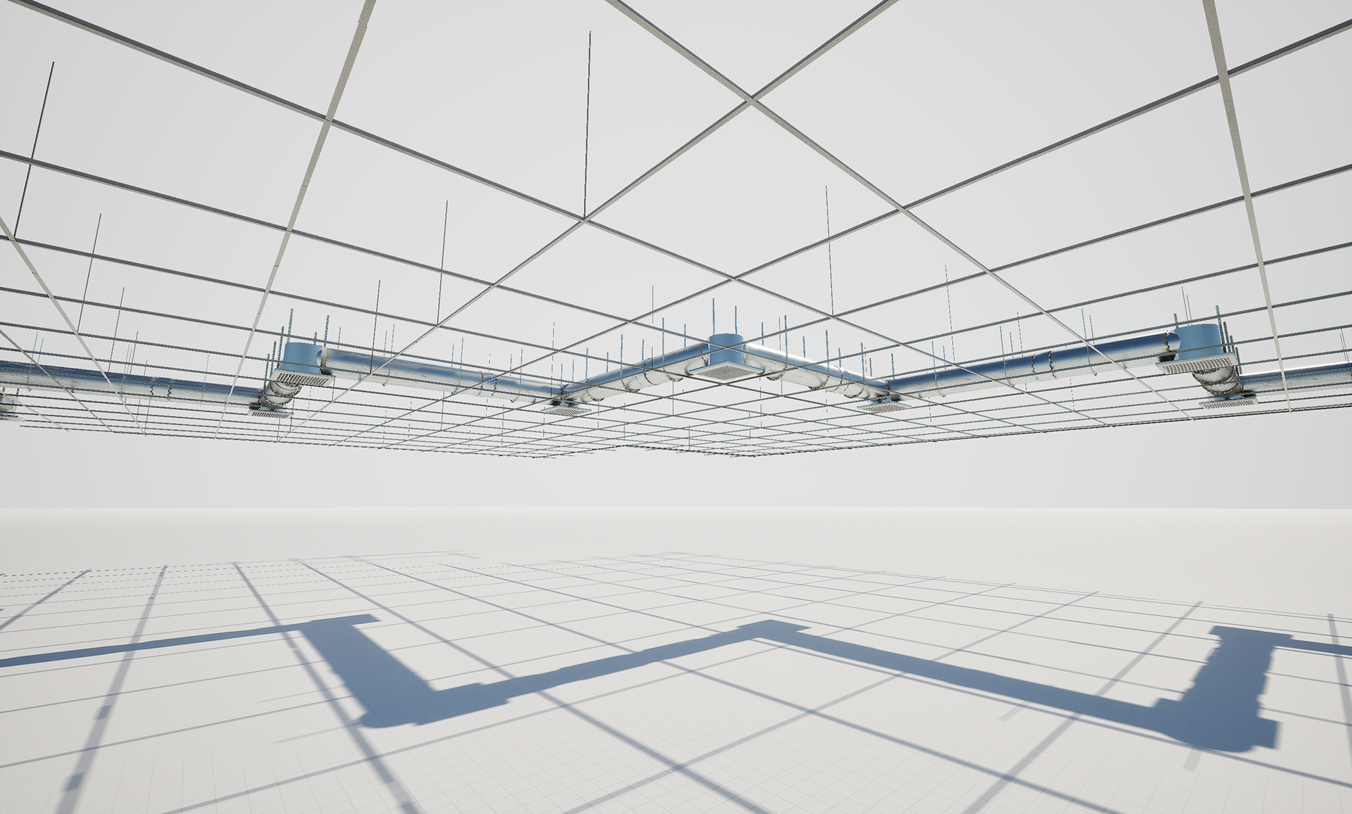 Procedurally generated industrial ceiling instalations