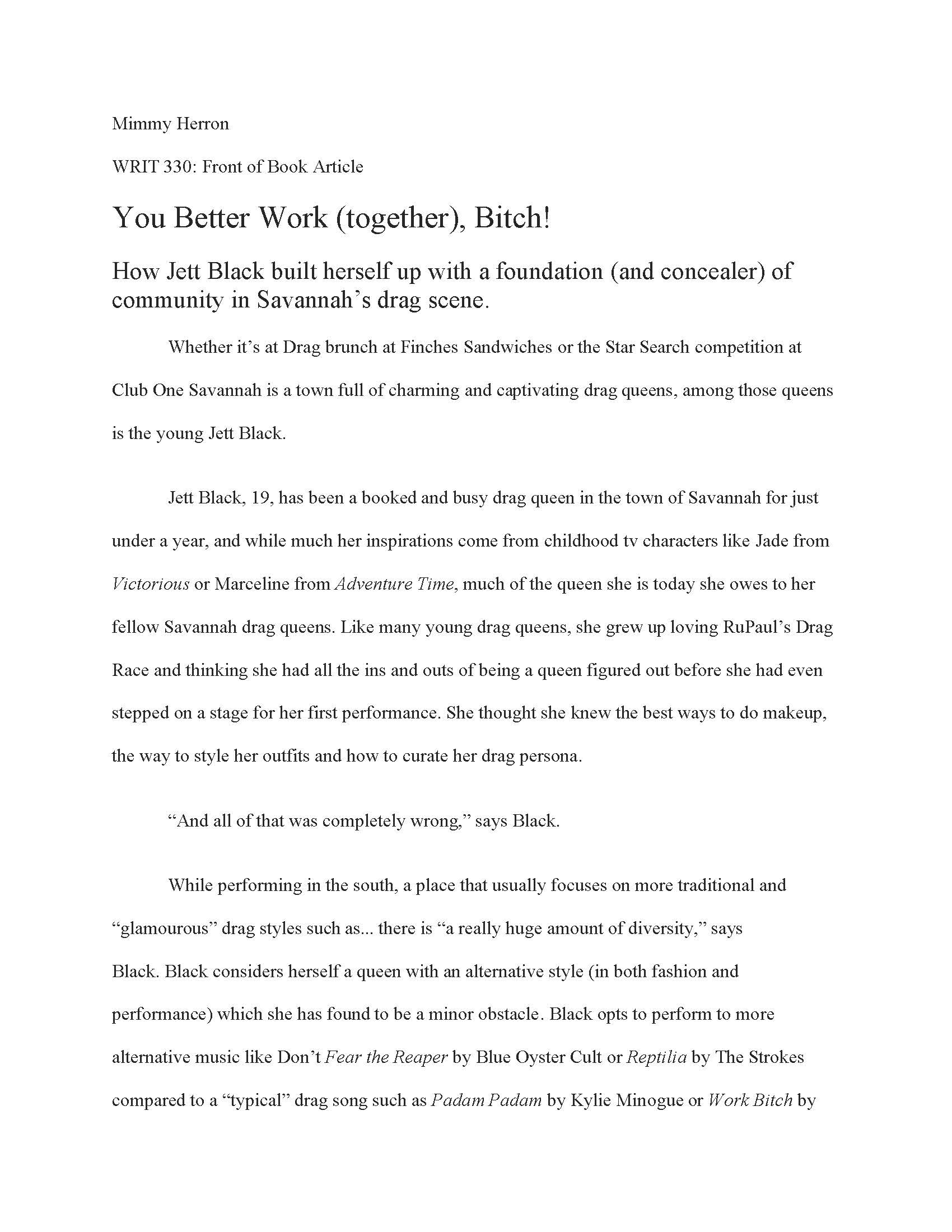 FRONT OF BOOK ARTICLE (1 of 3)