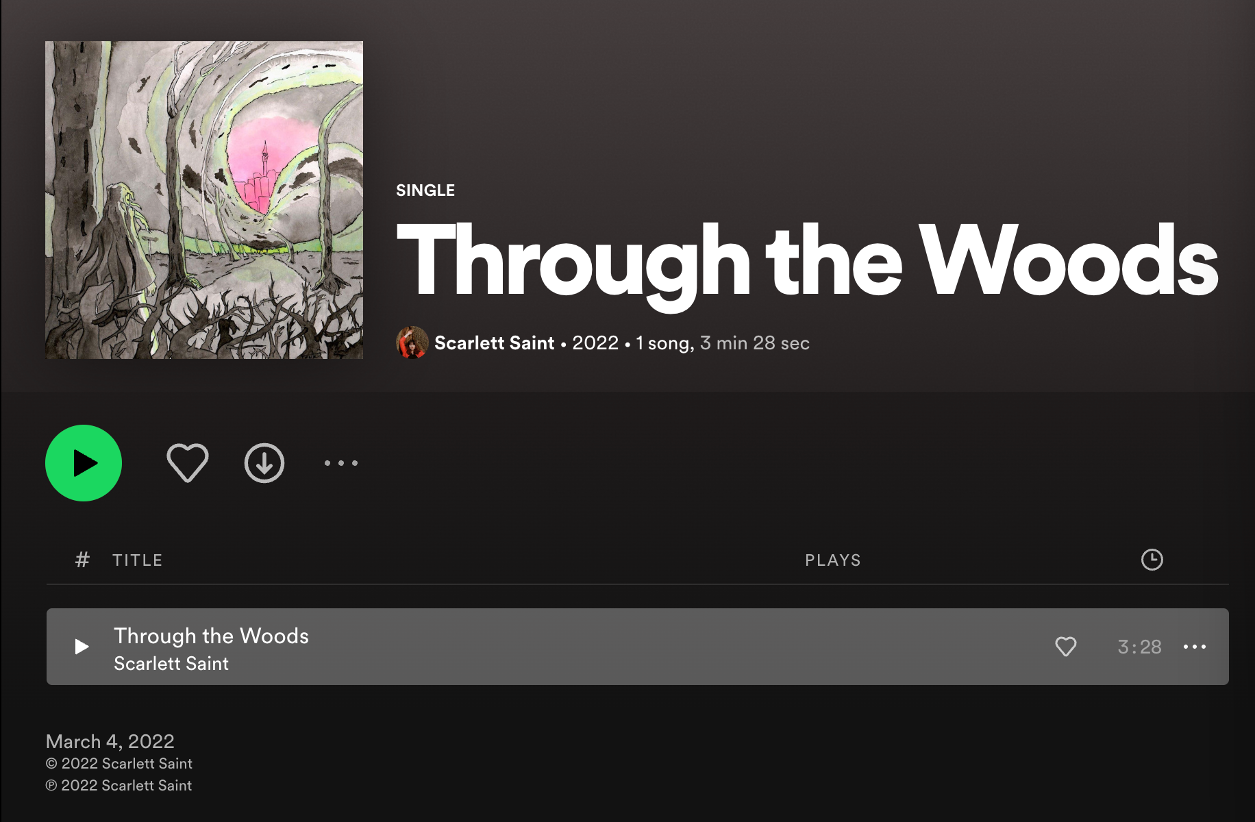screenshot of the artwork used as an album cover on Spotify