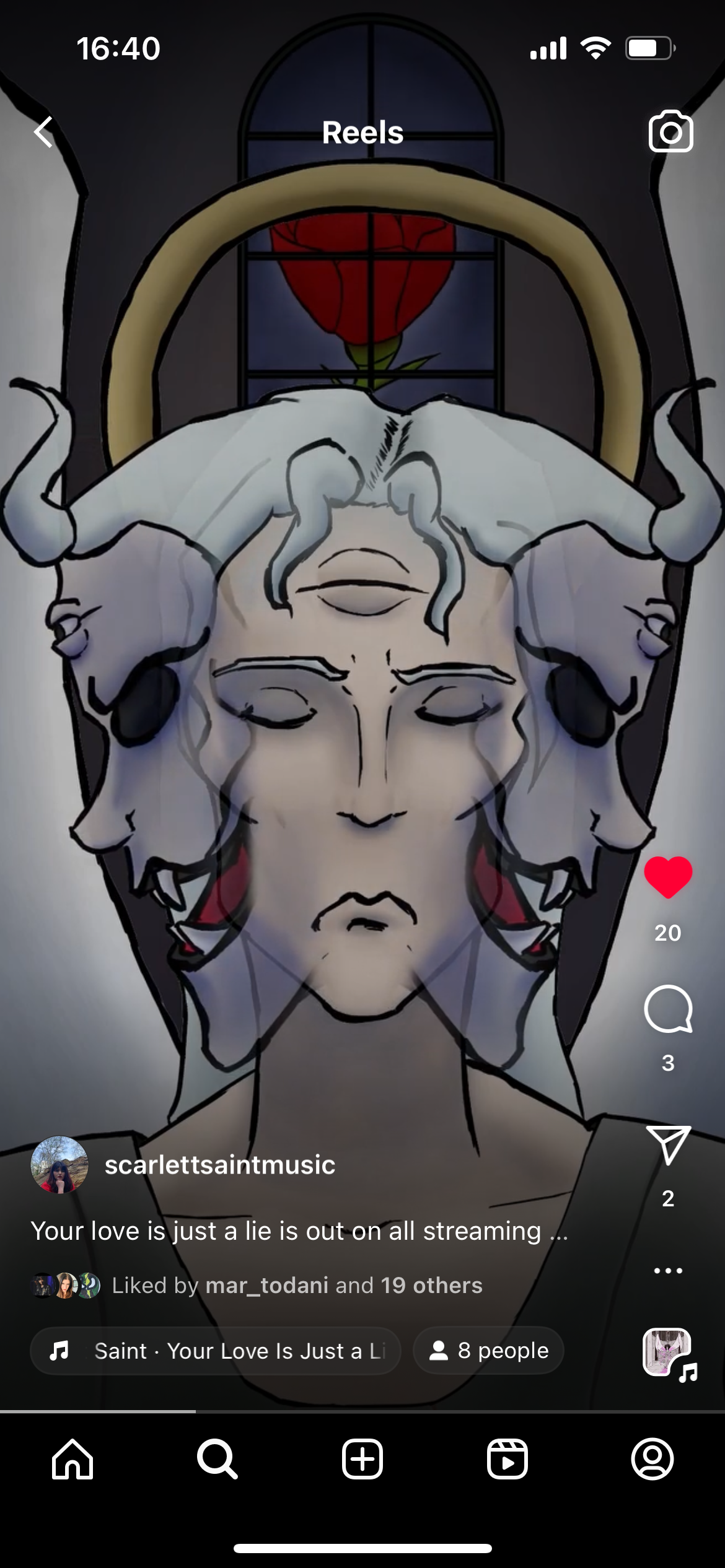 Screenshot of the first artwork used as a reel on the Instagram app