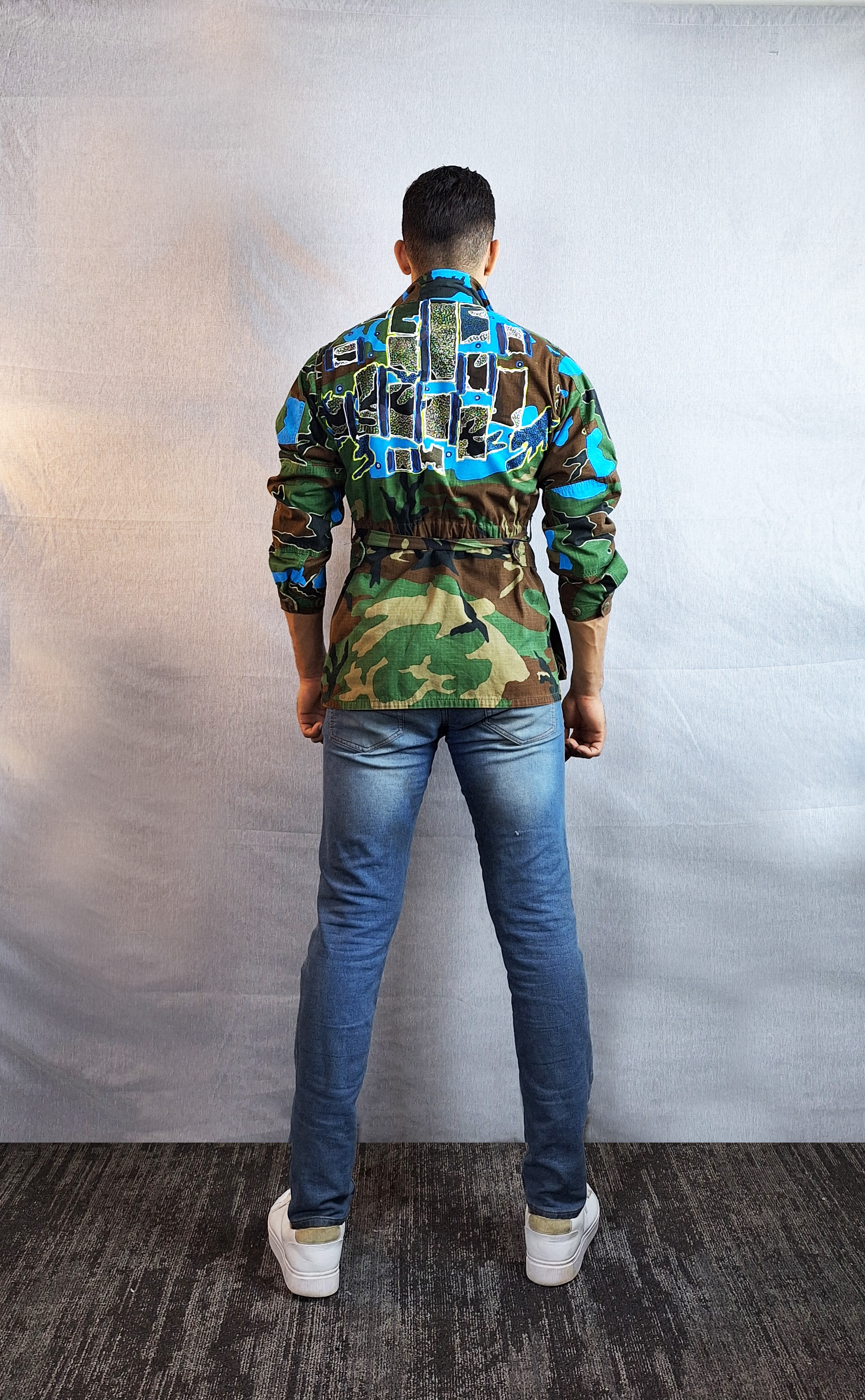 Unisex Camu Jacket Blue Abstract Sea (side)
