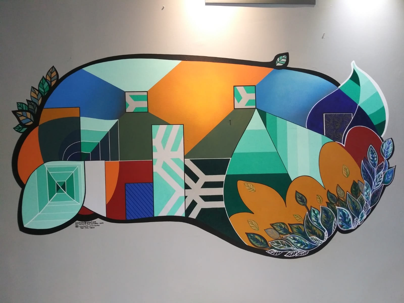 "Ecologies II" acrylic and spray paint on concrete wall 9' x 7' 2019 Location: Lobby, Wall 2, right side PMG Professional Medical Group, Caguas PR