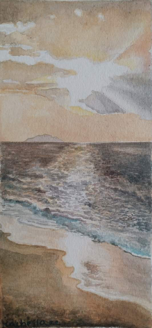 Serie: "Beaches" II, 8" x 4", acrylic on paper of 140 pounds, 2022