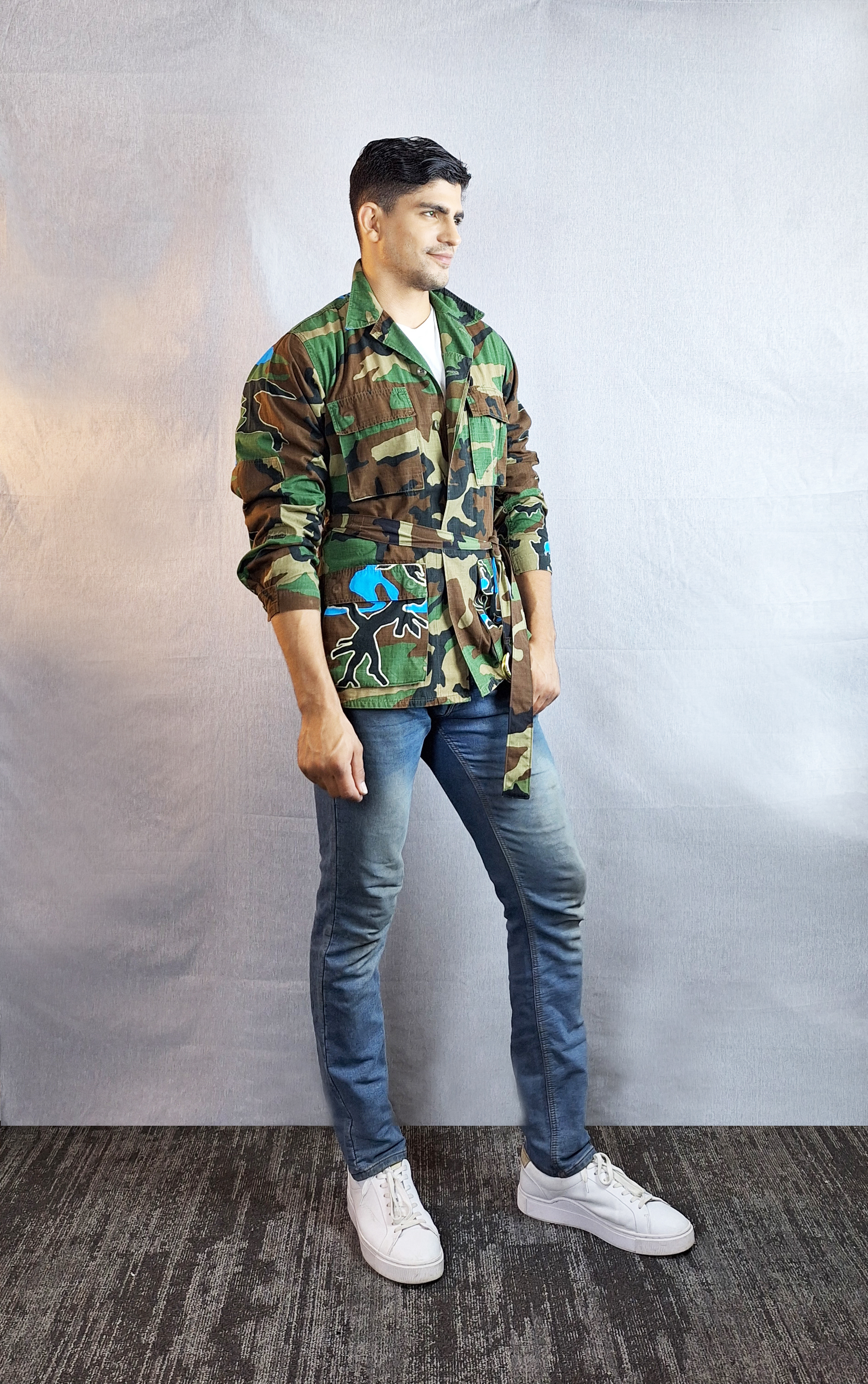 Unisex Camu Jacket Blue Abstract Sea (side)