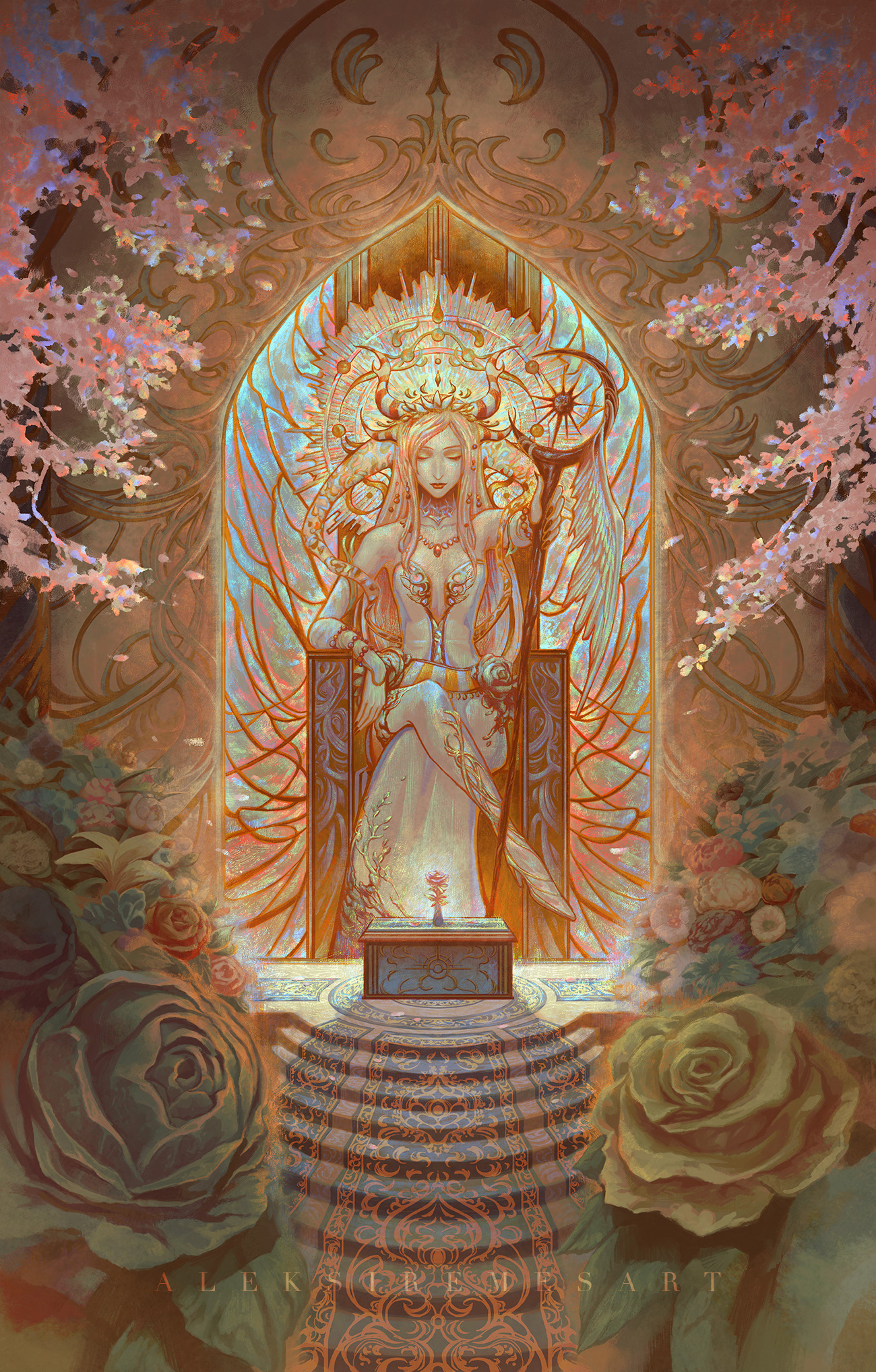 The Empress – Illustration for Stephanie Cost's Stained Glass Tarot deck