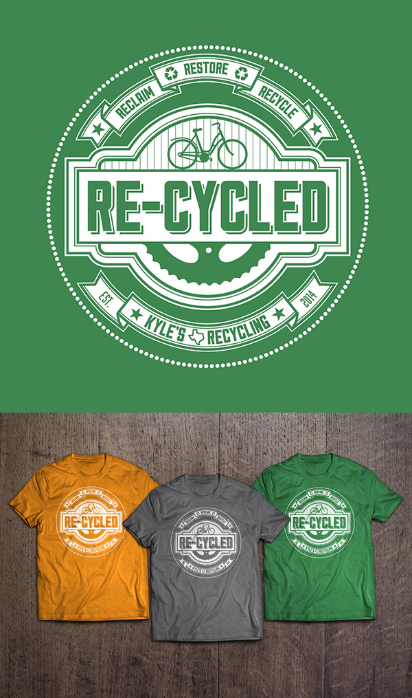 RE-CYCLED | 99designs finalist for Kyle's Recycling logo & t-shirt design.