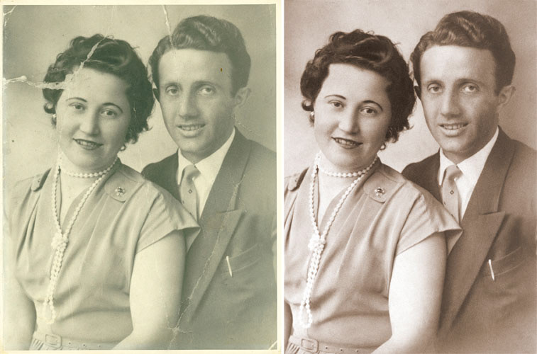 Vintage Photograph | Restoration & sepia tone (before & after).