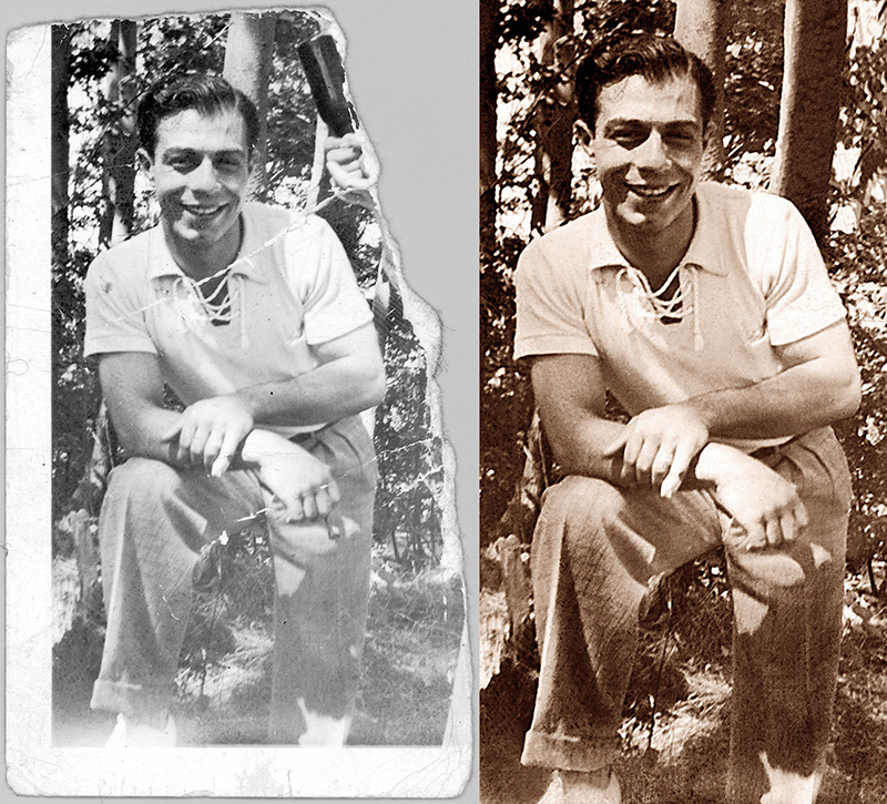 Vintage Photograph | Restoration & sepia tone (before & after).