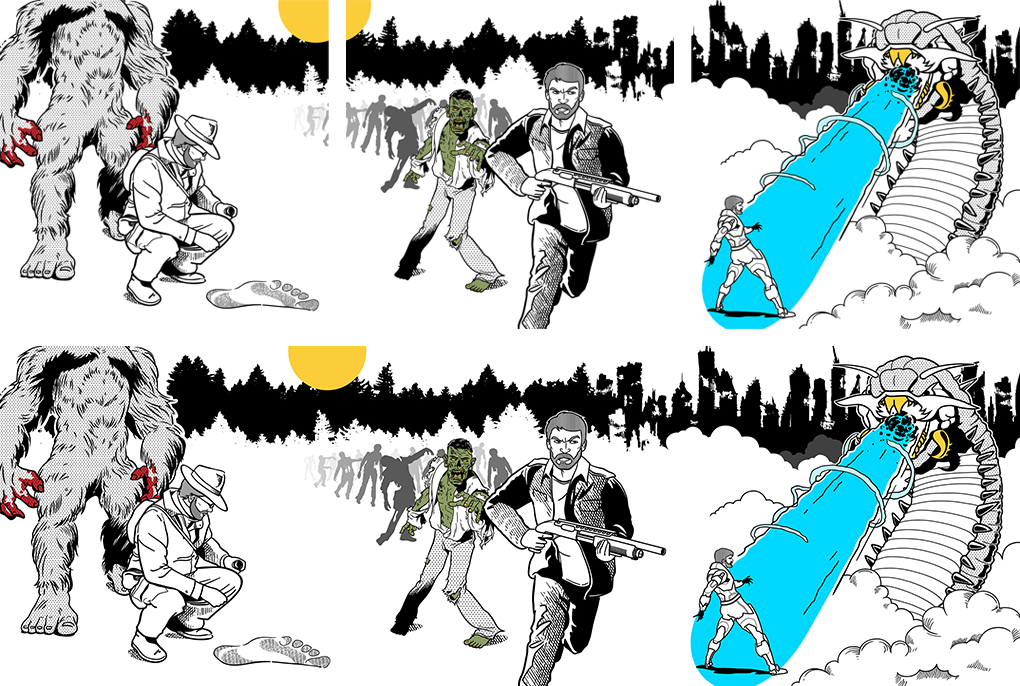 Instagram Tryptic | 3-panel digital illustration for author John Grover.