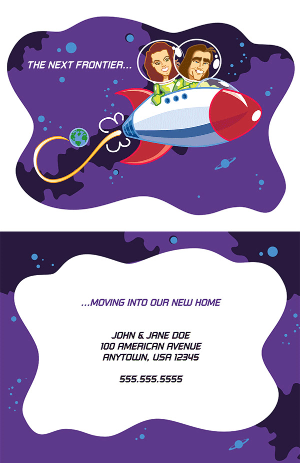 The Next Frontier | Illustration & design for a moving announcement. (front & back)