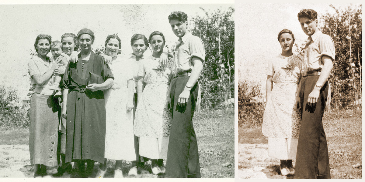 Vintage Photograph | Isolation of couple, restoration & sepia tone (before & after).
